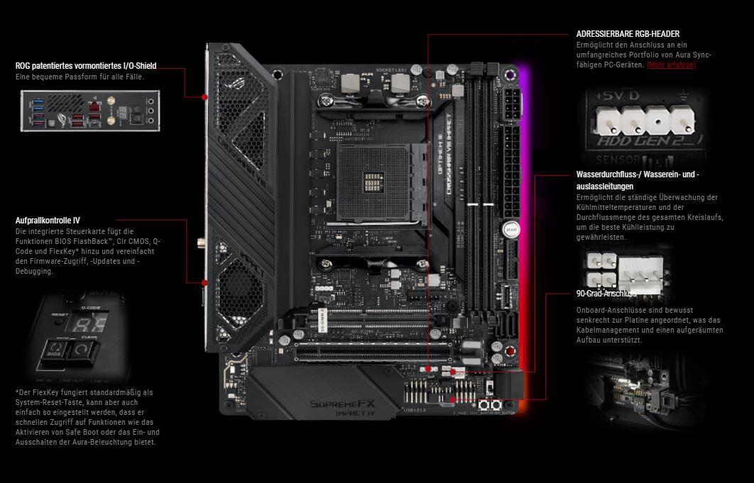 ASUS ROG Crosshair VIII Impact X570 ITX Mainboard Sockel AM4