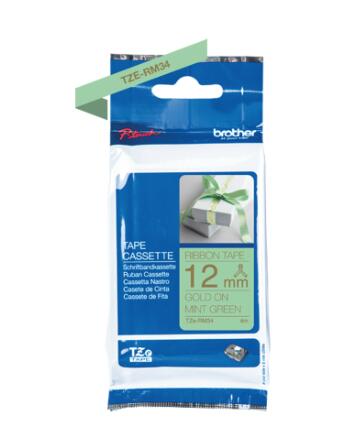 Brother Original P-Touch Farbband TZe-RM34 Gold auf Mintgrün (TZERM34)