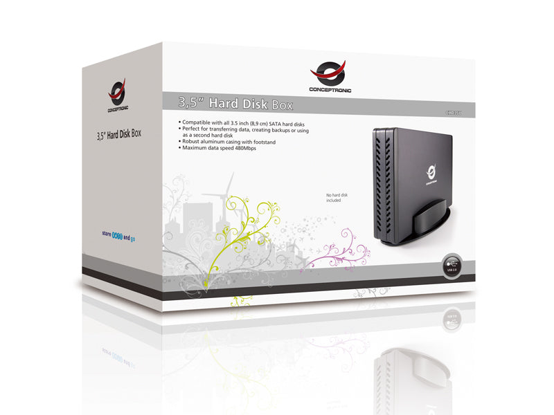 CONCEPTRONIC HDD Gehдuse 3.5" SATA I-III HDD/SSD USB 2.0  sw