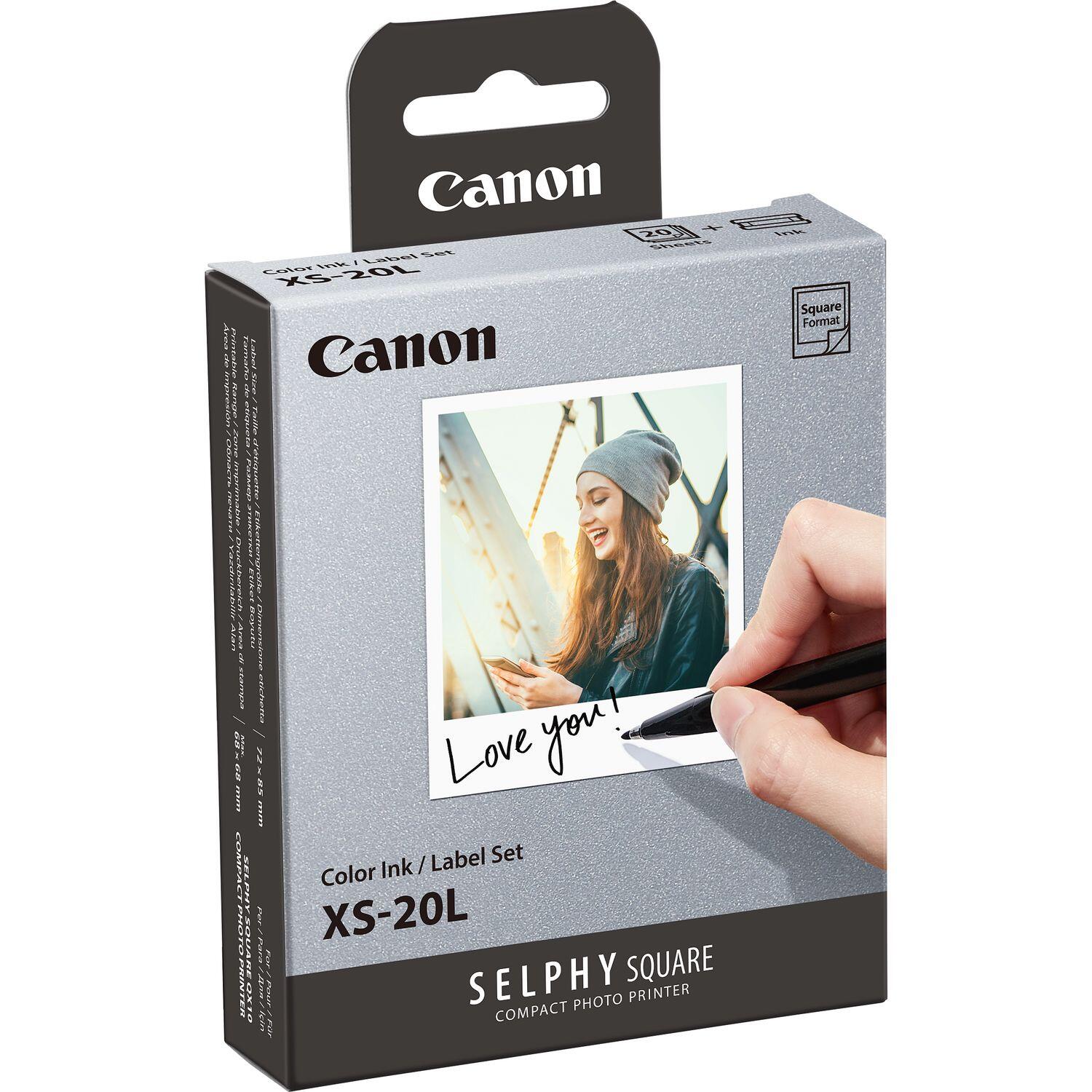 Canon Original XS-20L Farbbandkassette (C/M/Y) und Papier-Kit 72x85mm - 20 Blatt für Selphy Square QX10