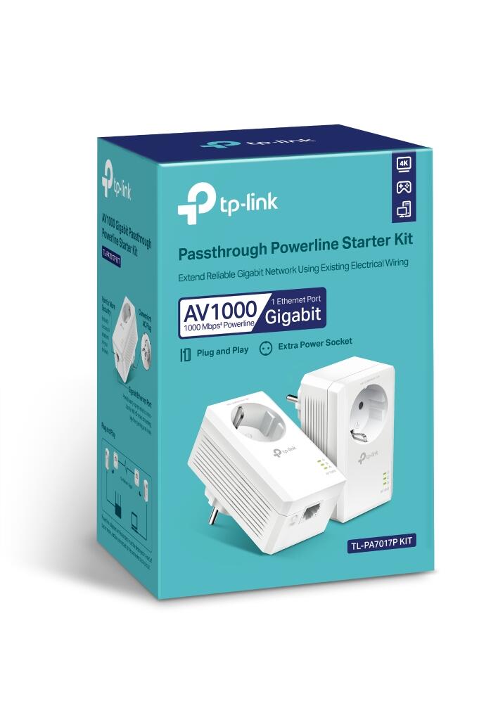 TP-Link TL-PA7017P KIT AV1000-Gigabit-Powerline-Adapter KIT mit Steckdose