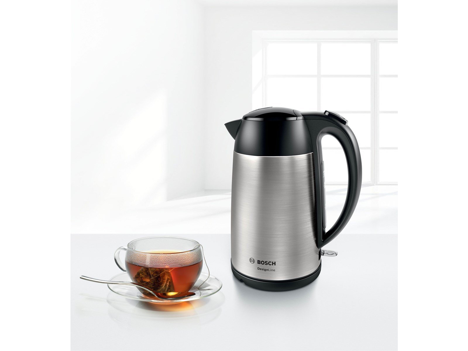 Bosch Wasserkocher TWK3P420 - Rostfreier Stahl/Schwarz - 2400 W