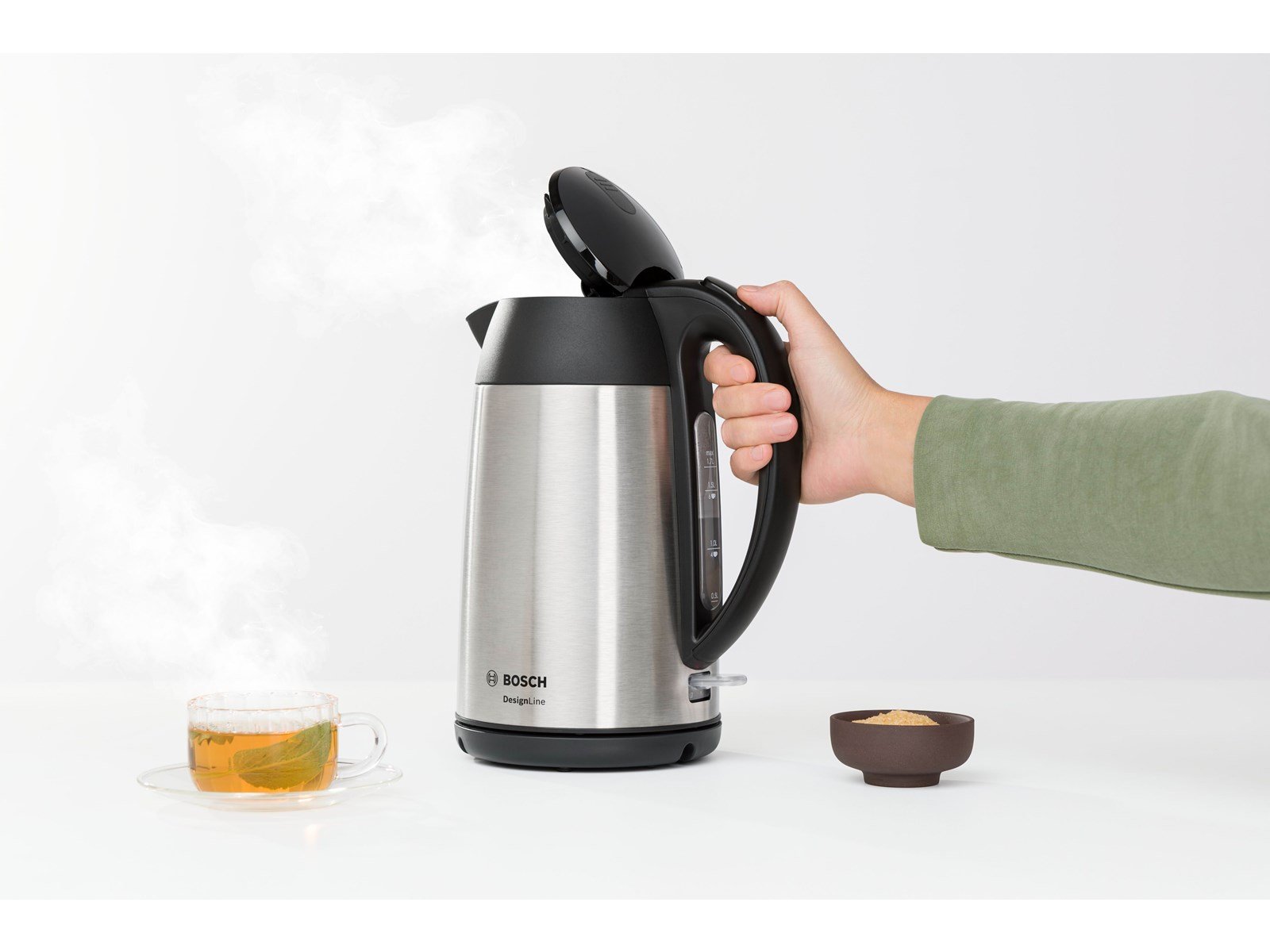 Bosch Wasserkocher TWK3P420 - Rostfreier Stahl/Schwarz - 2400 W