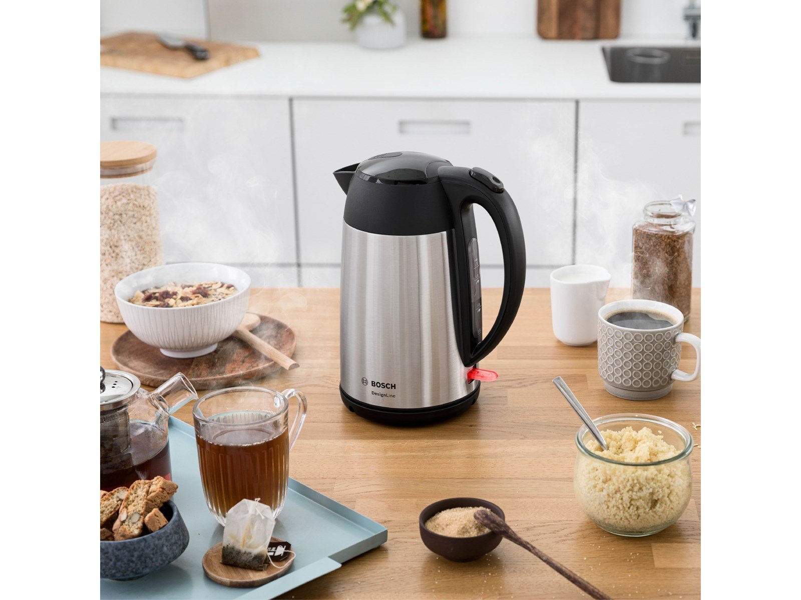 Bosch Wasserkocher TWK3P420 - Rostfreier Stahl/Schwarz - 2400 W