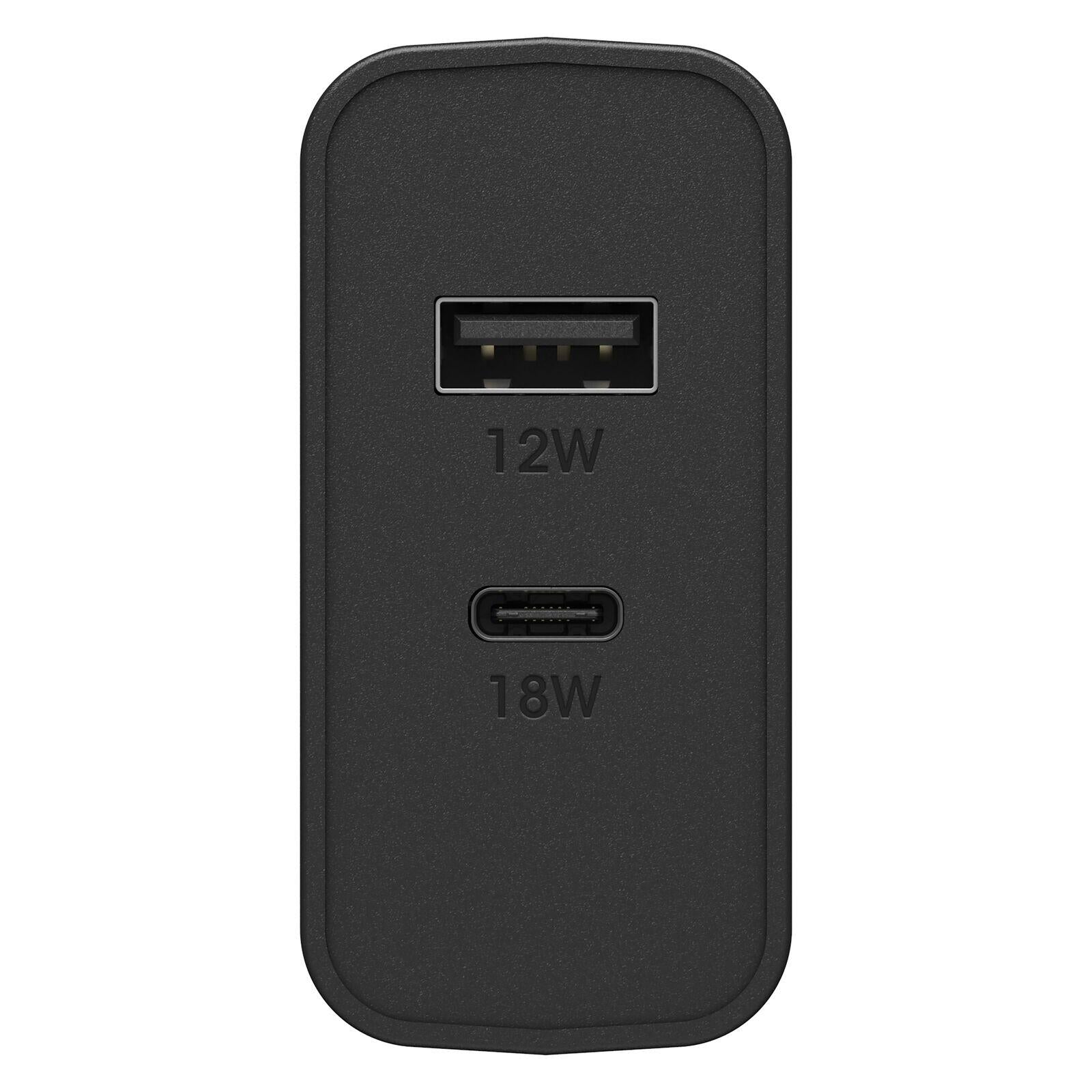 OtterBox 30 Watt Schnellladegerät mit USB-A und USB-C (Schwarz)
