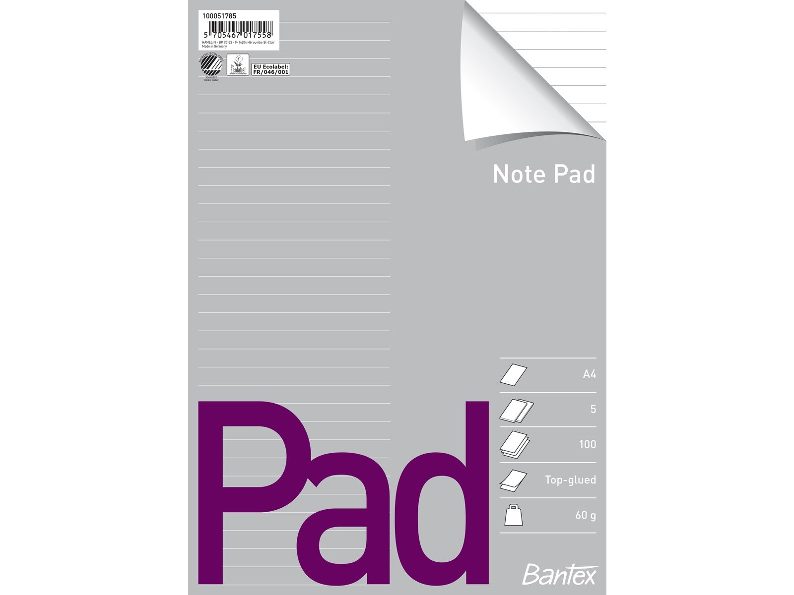 Bantex  Standard Pad A4 Ruled No Punching