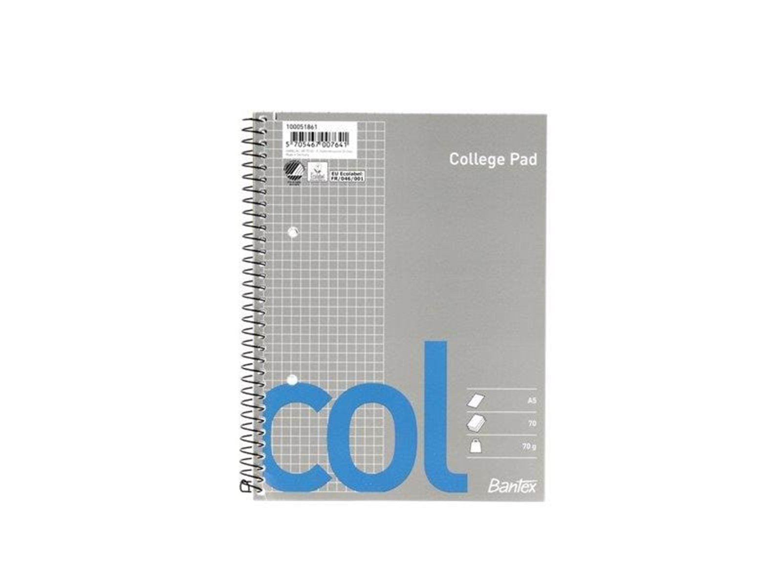 Bantex  Col College Pad Squared Punched Holes A5