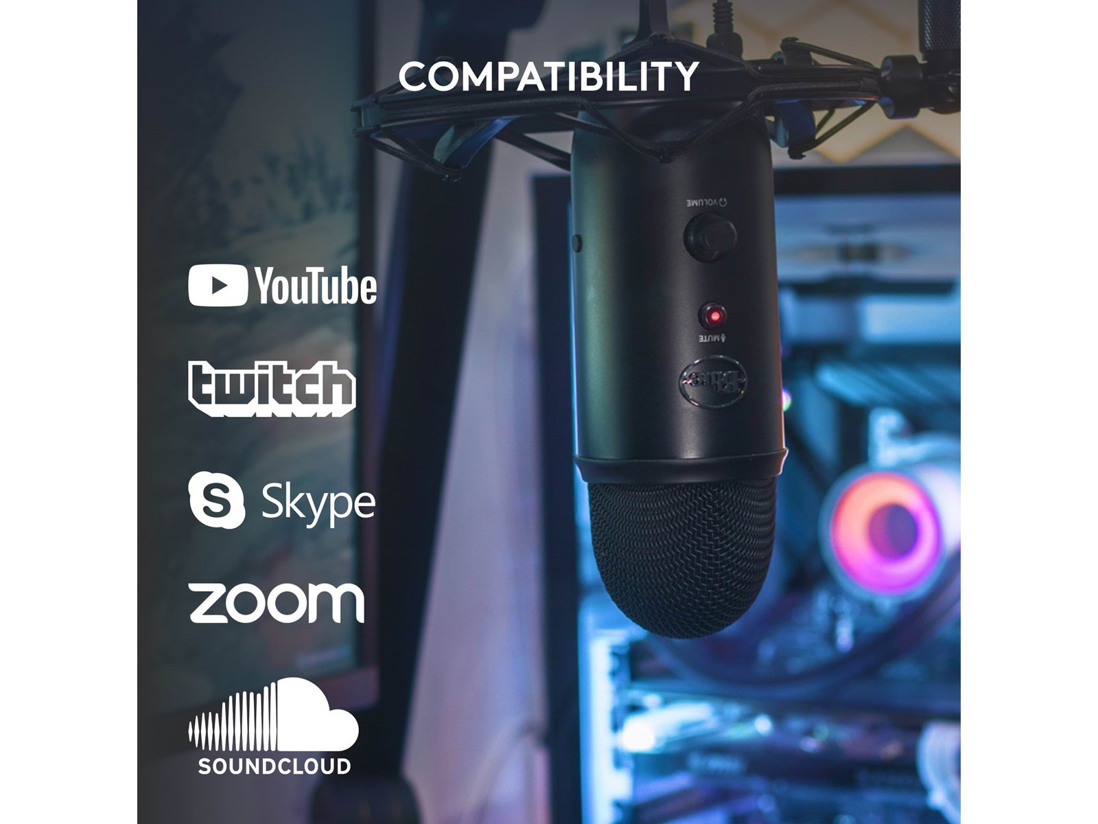 Blue Mic Yeti USB - Blackout - Microphone for Windows PC and Mac