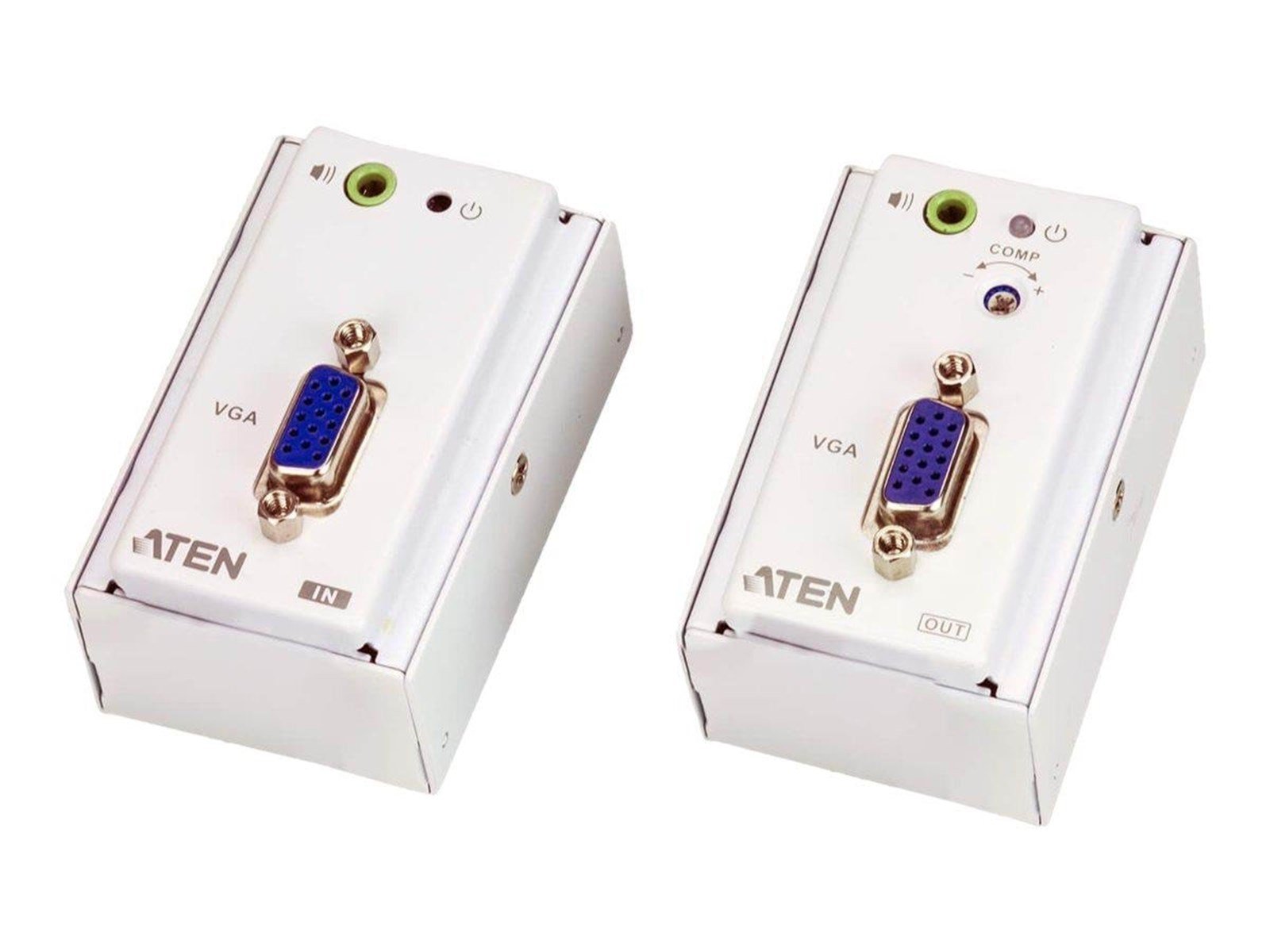 ATEN VanCryst VE157 VGA/Audio Cat 5 Extender with MK Wall Plate Transmitter & Receiver