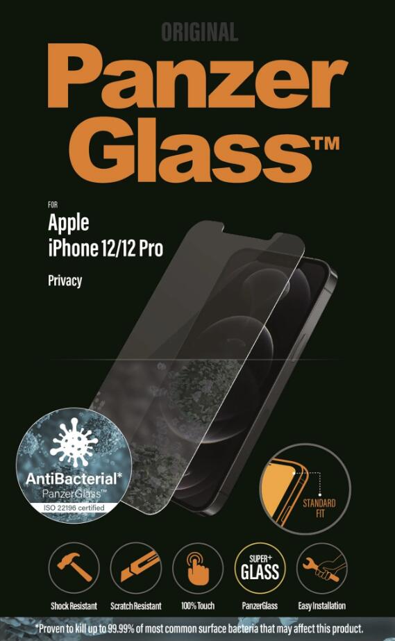 PanzerGlass Standard Fit - Privacy Displayschutzglas für iPhone 12, iPhone 12 Pro