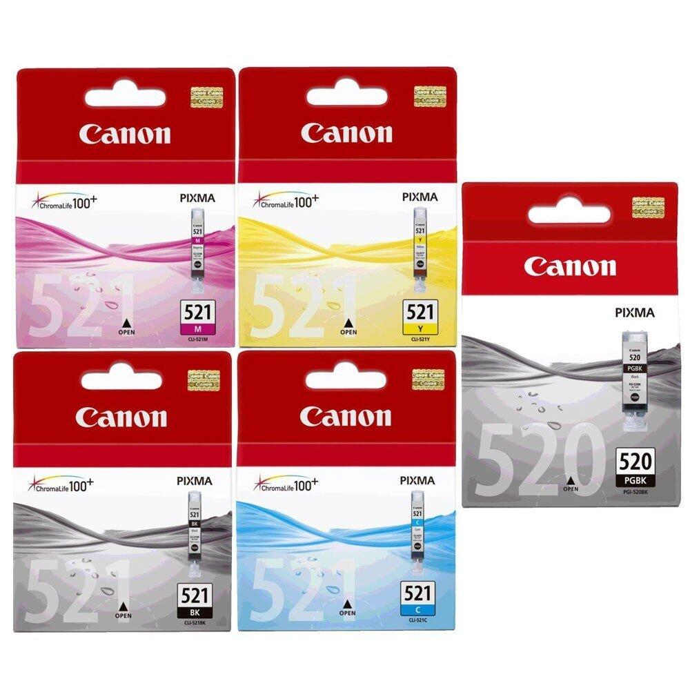 Canon Original CLI-521 + PGI-520 Druckerpatronen Multipack - BK/C/M/Y/BK 4x9ml / 1x19ml