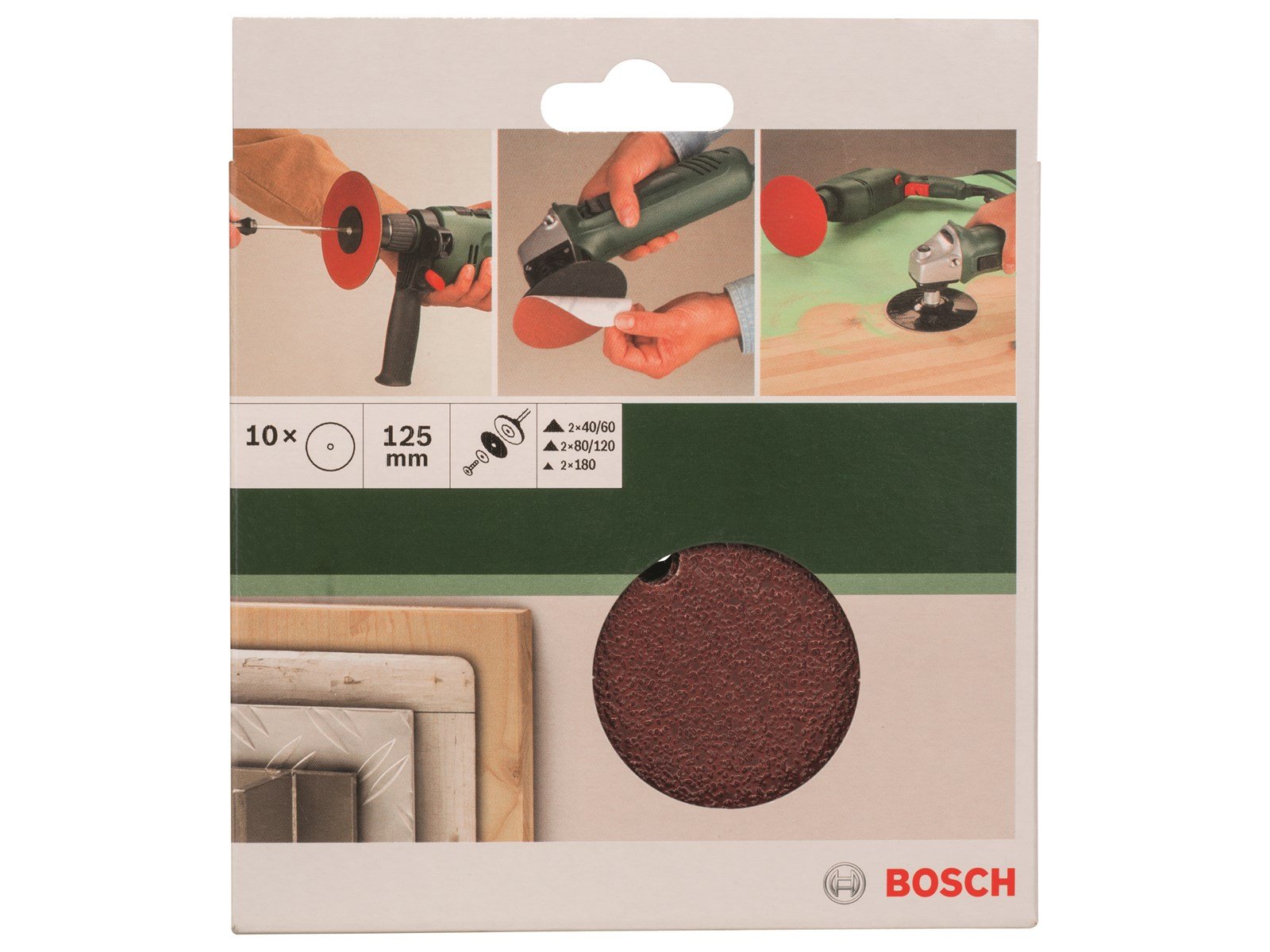 Bosch SLIBEBLADSÆT 125MM K40-180 U/HUL 10ST GL