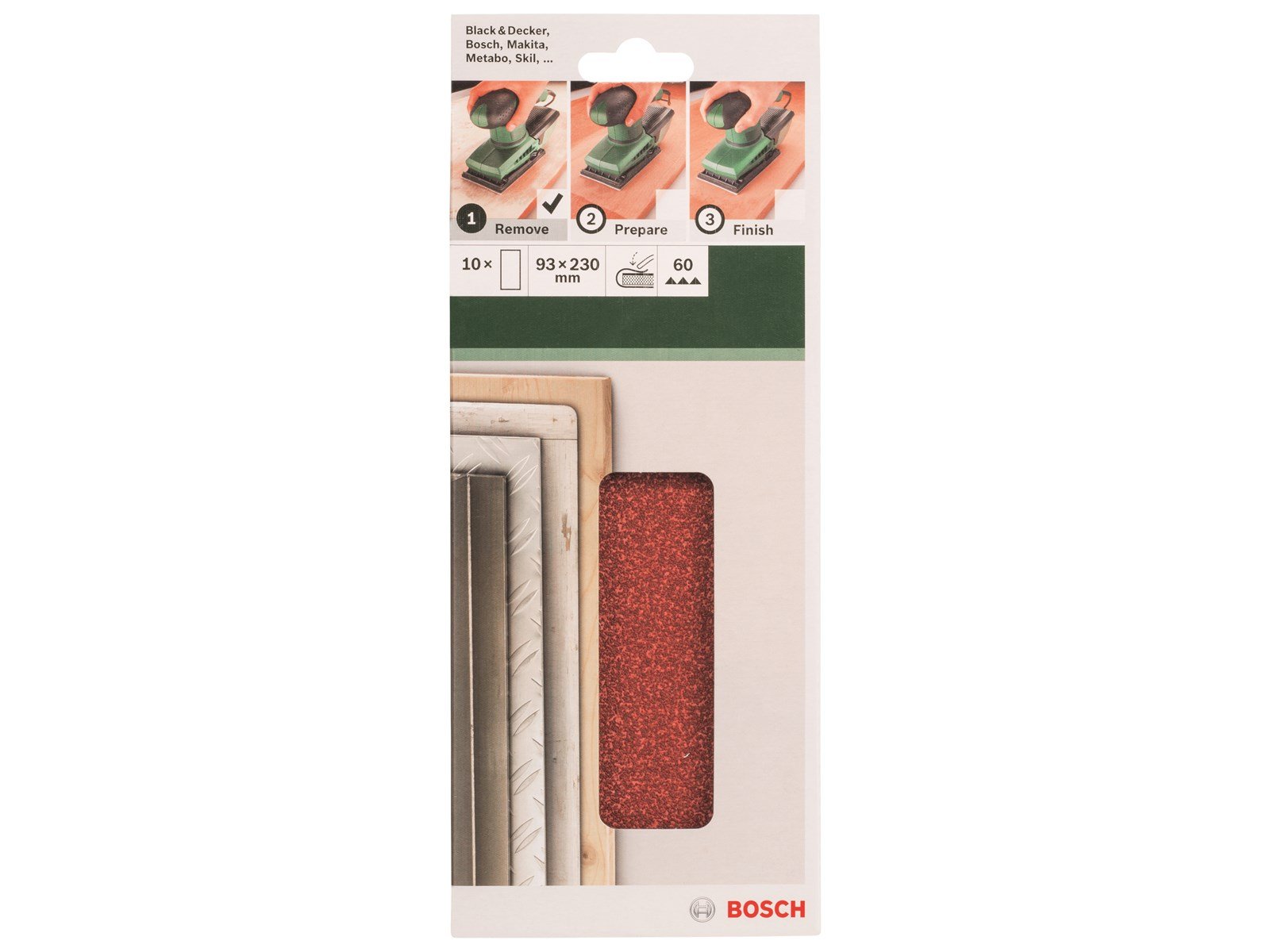 Bosch SLIBEBLAD 93X230MM K60 RW U/HUL 10STK GL