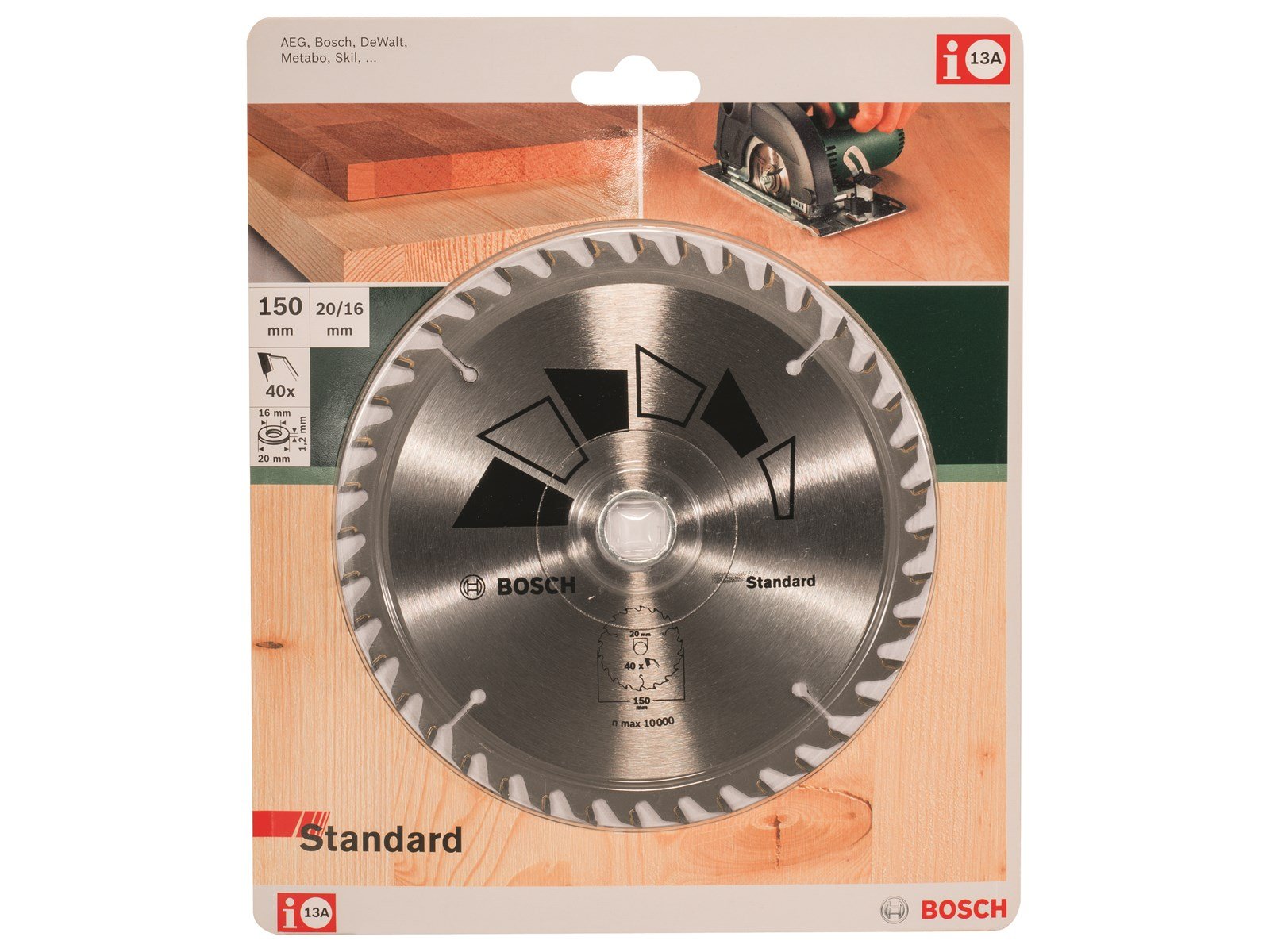 Bosch RUNDSAVKLINGE STAND Ø150X2.2X20/16MM T40