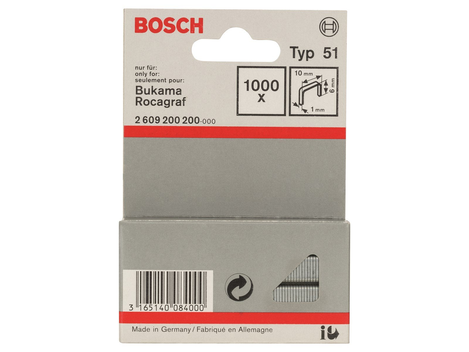 Bosch KLAMME TYPE 51 6/10MM 1000 STK