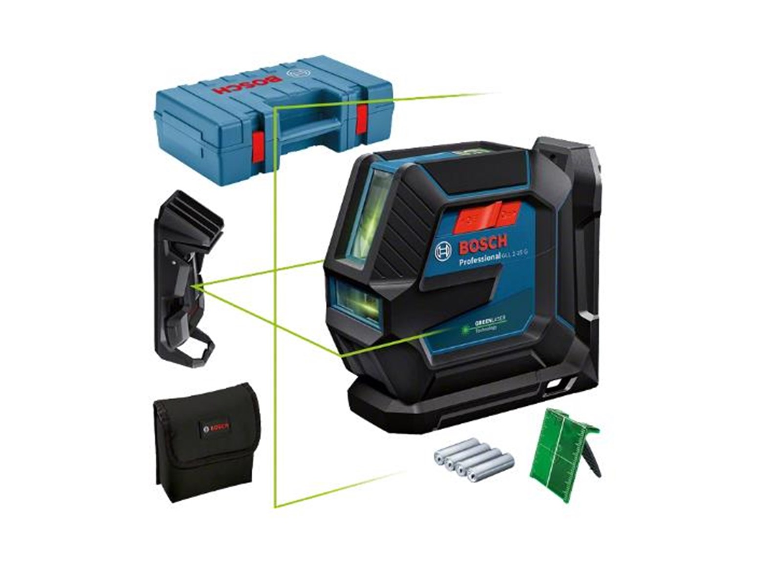 Bosch Professional LINIELASER GRØN GLL 2-15/LB10/CLIP/CASE