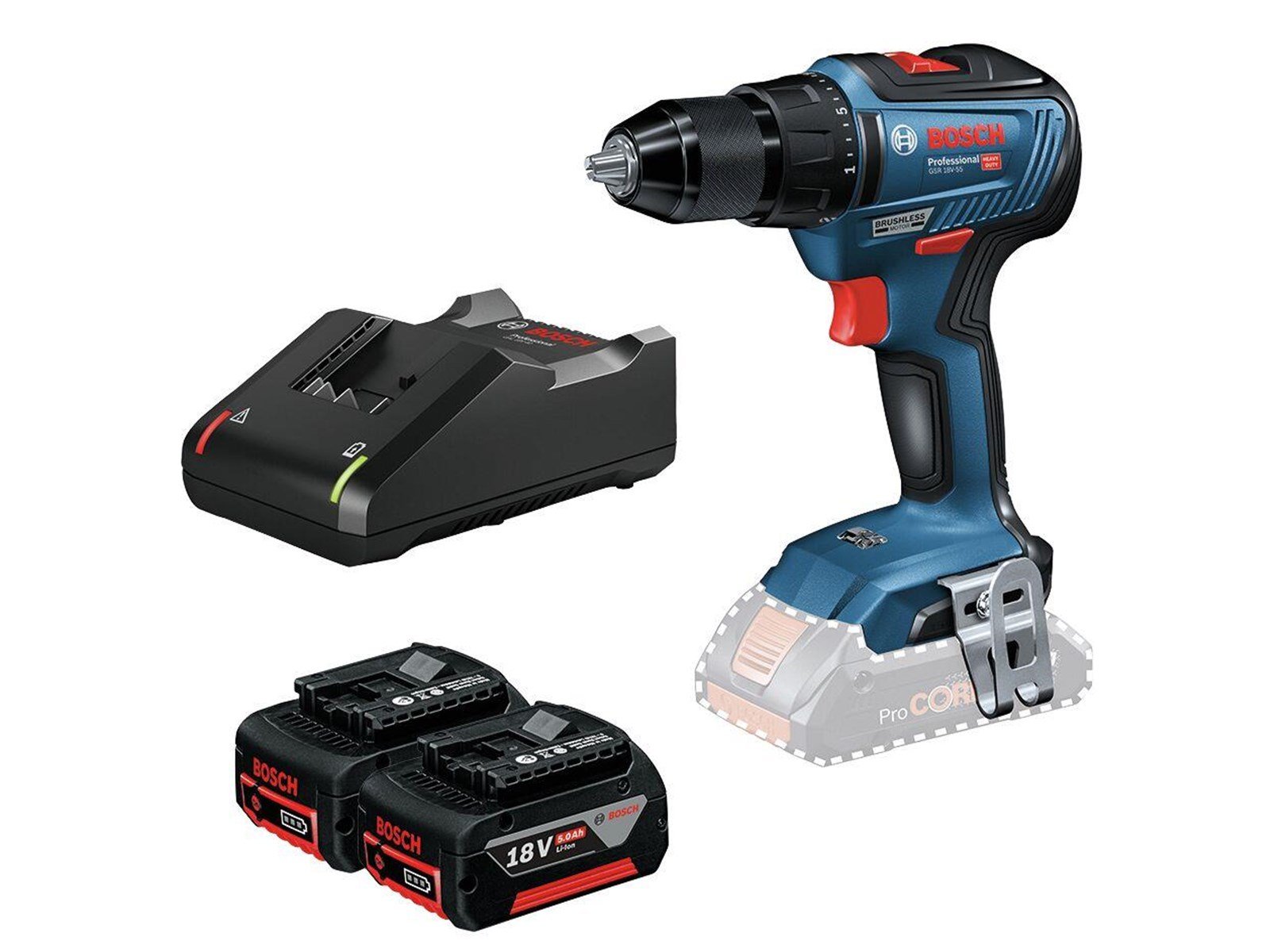 Bosch Professional GSR 18V-55 2X5AH L-CASE