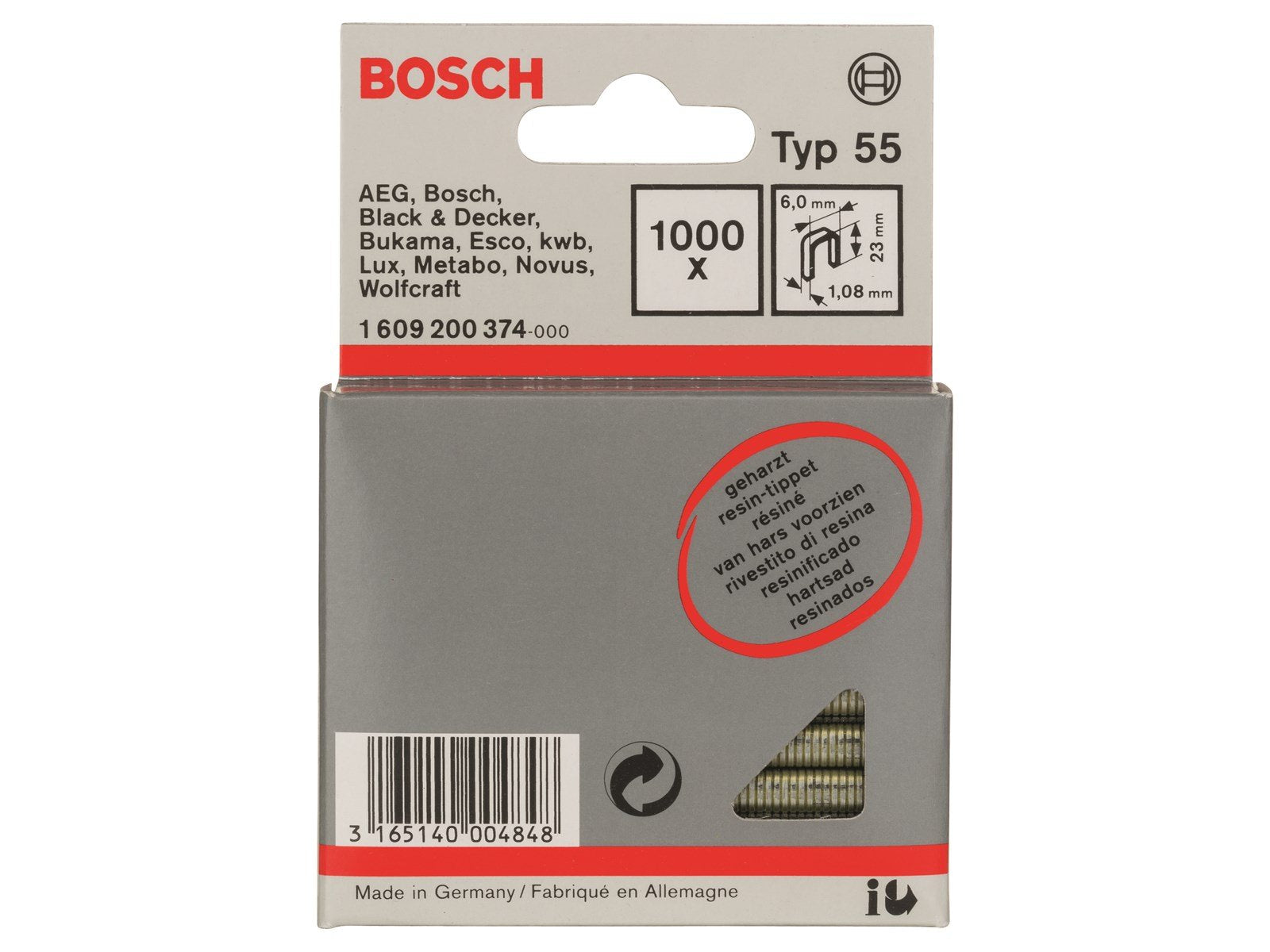 Bosch KLAMMER TYPE 55 HARP 6X1.08X23MM 1000STK
