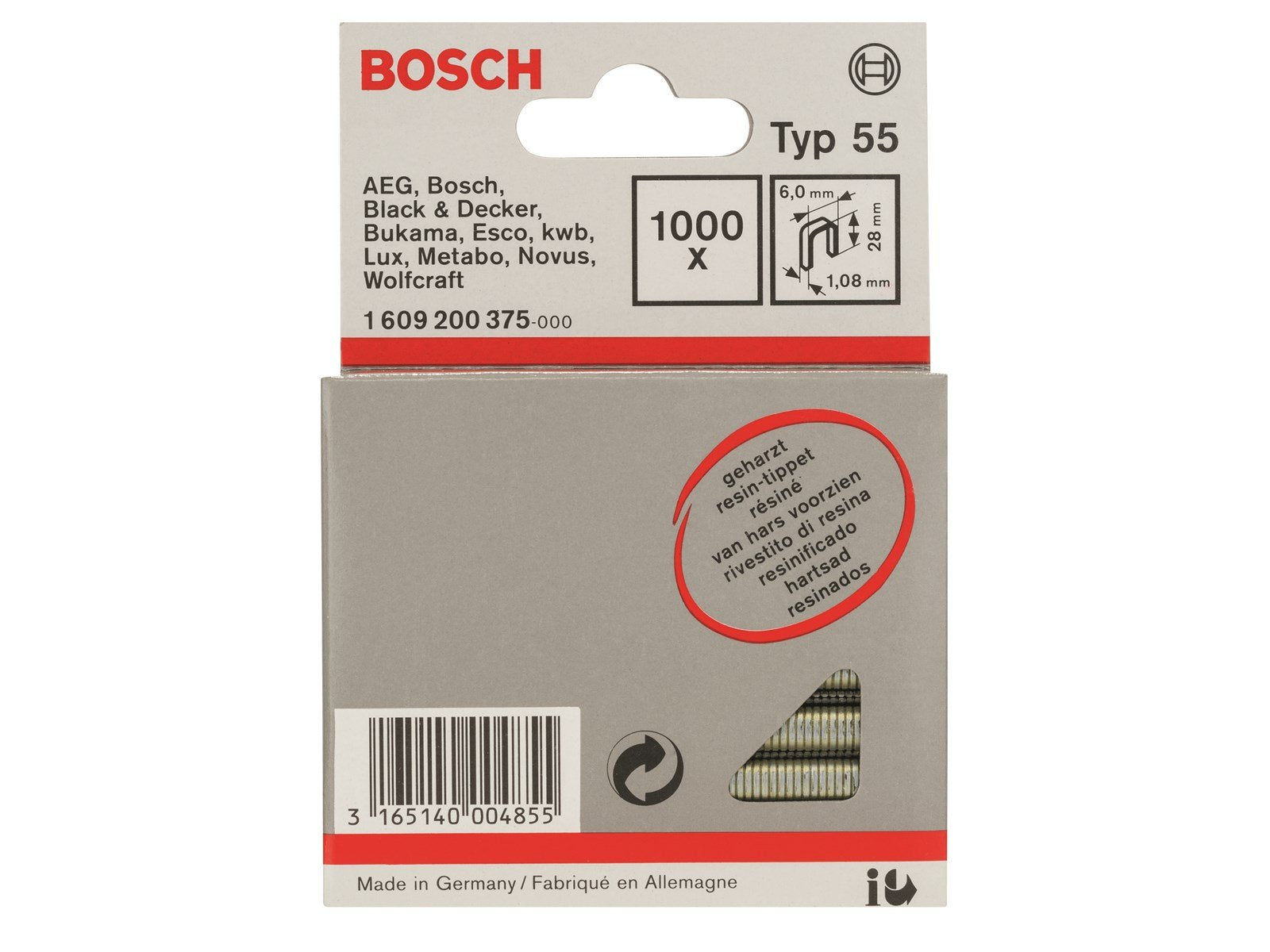 Bosch KLAMMER TYPE 55 HARP 6X1.08X28MM 1000STK