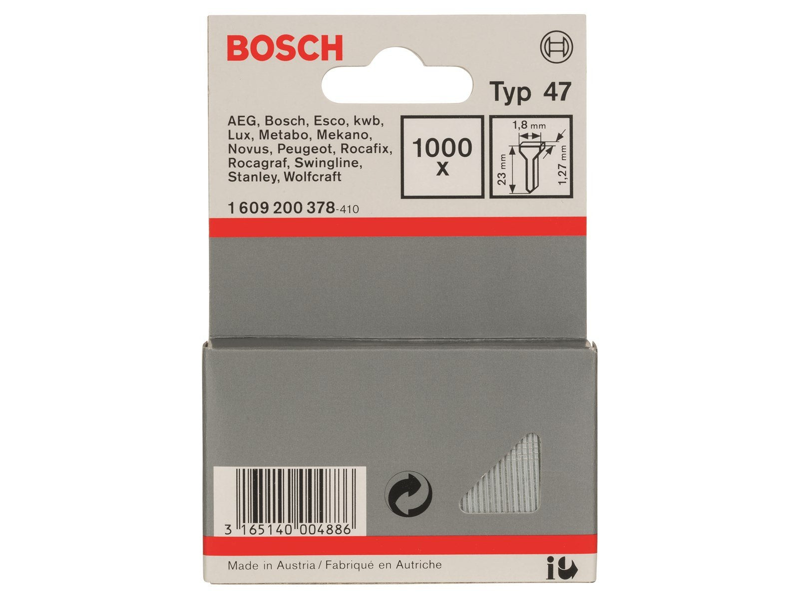 Bosch HÆFTESØM TYPE 47 1.8X1.27X23MM 1000 STK