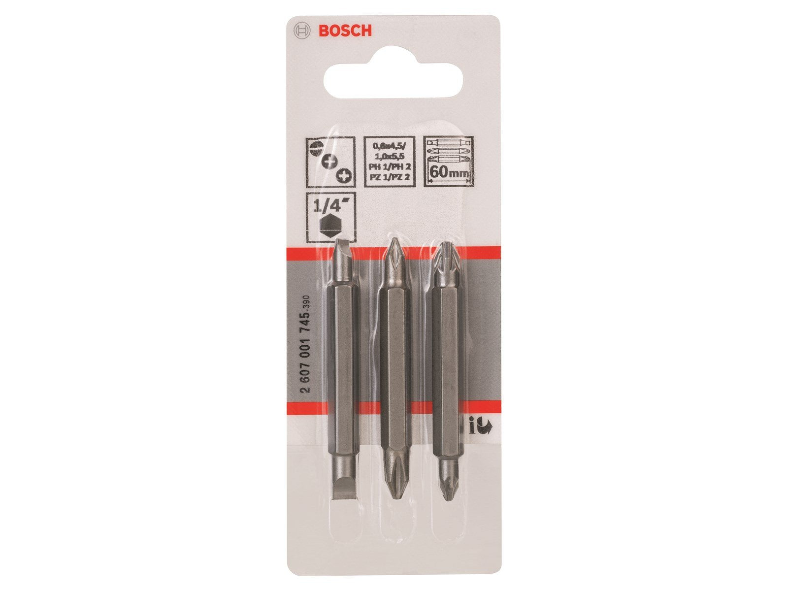 Bosch BITS DOBBEL LIGE/PH/PZ L:60MM 3 STK