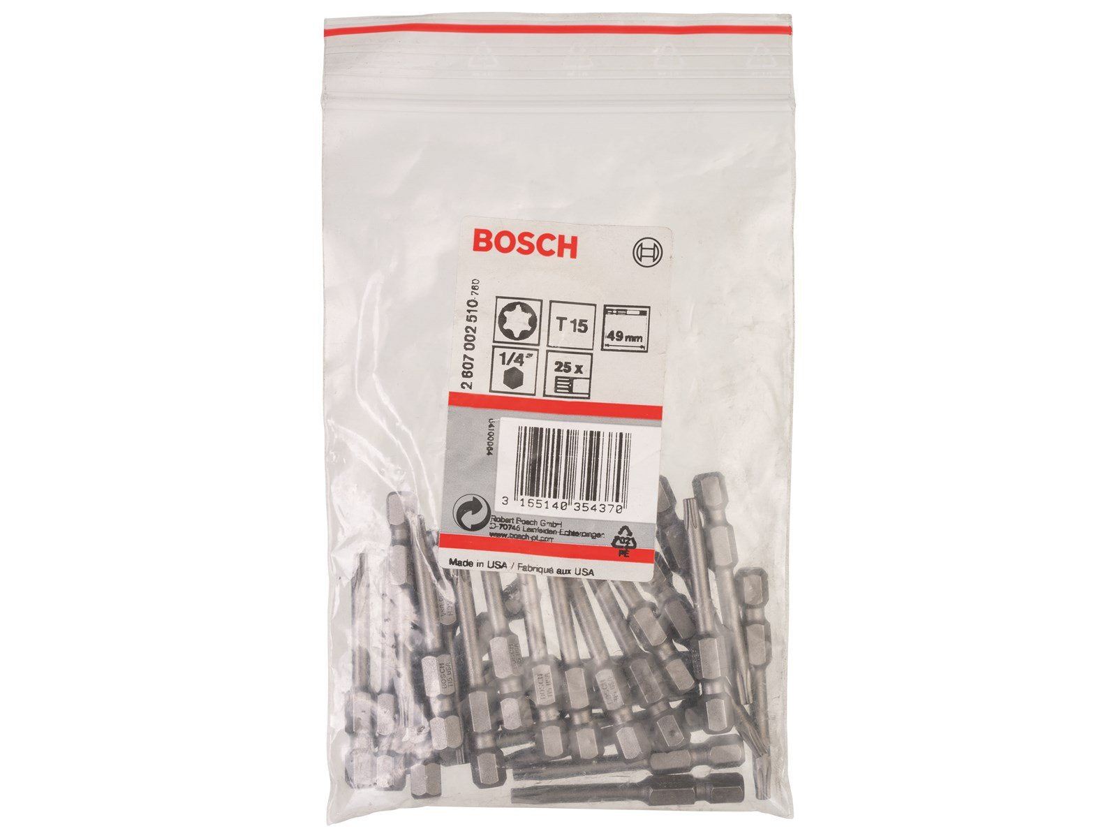 Bosch BITS T15 XH 49MM 25 STK