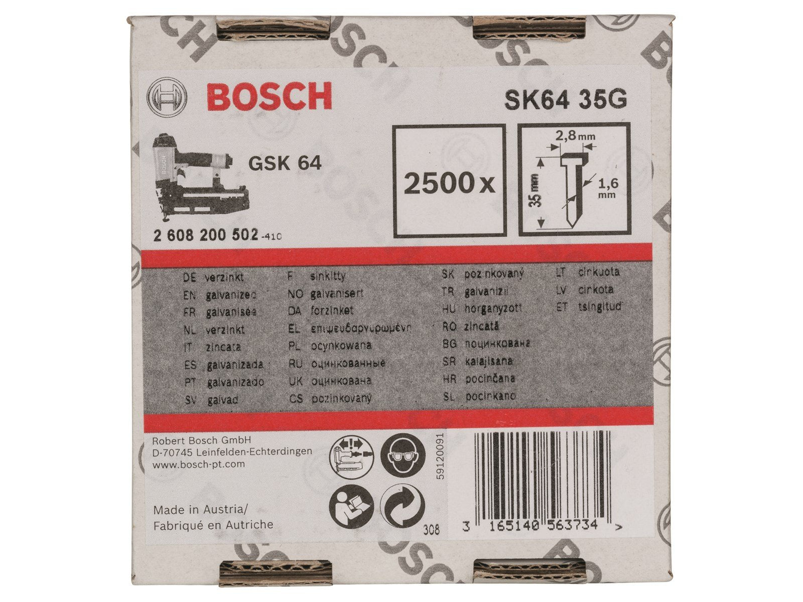 Bosch DYKKERT 1.6/16G 35MM 2500 STK