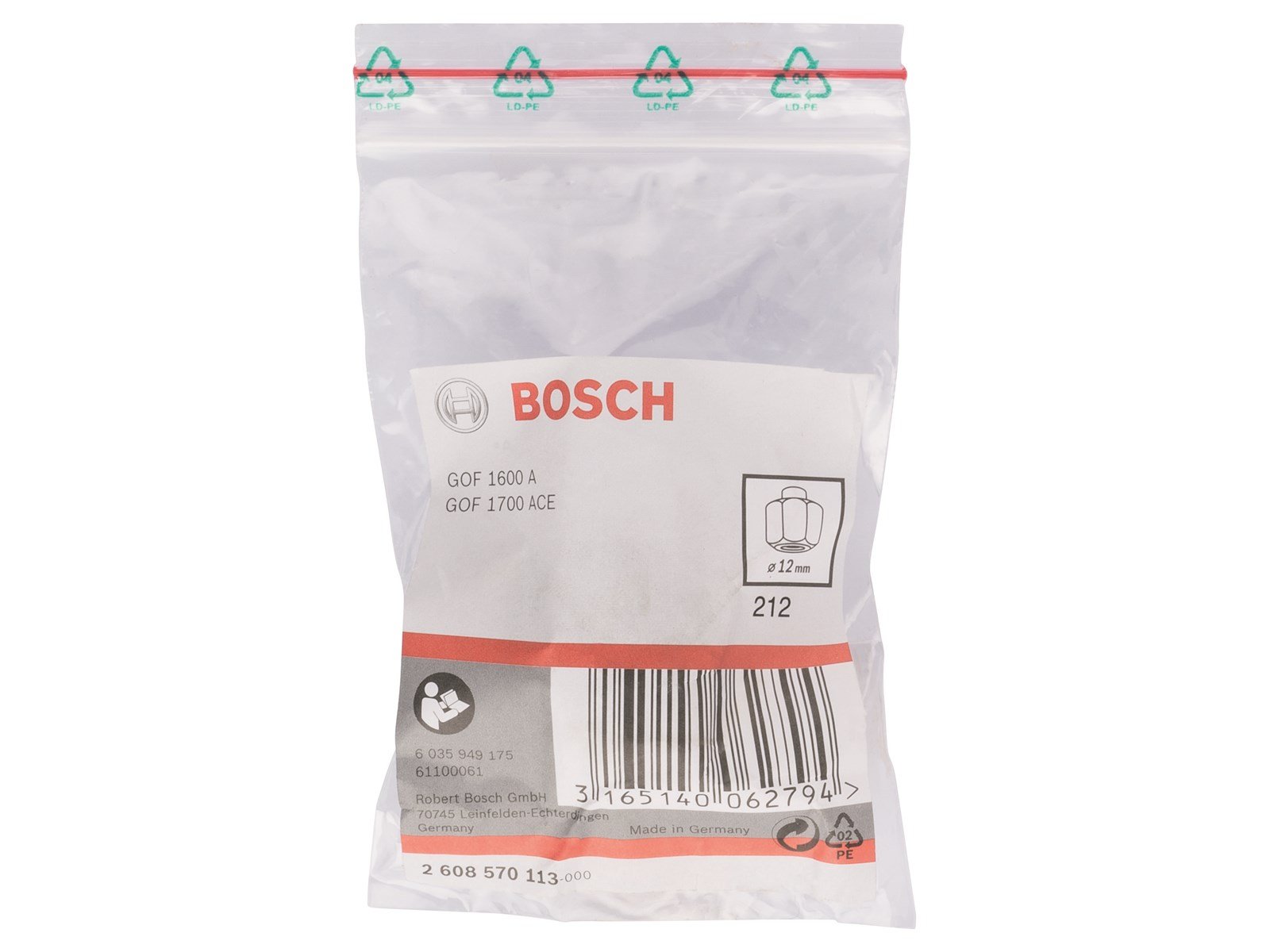 Bosch SPÆNDETANG 12MM GOF 1600A/1700ACE