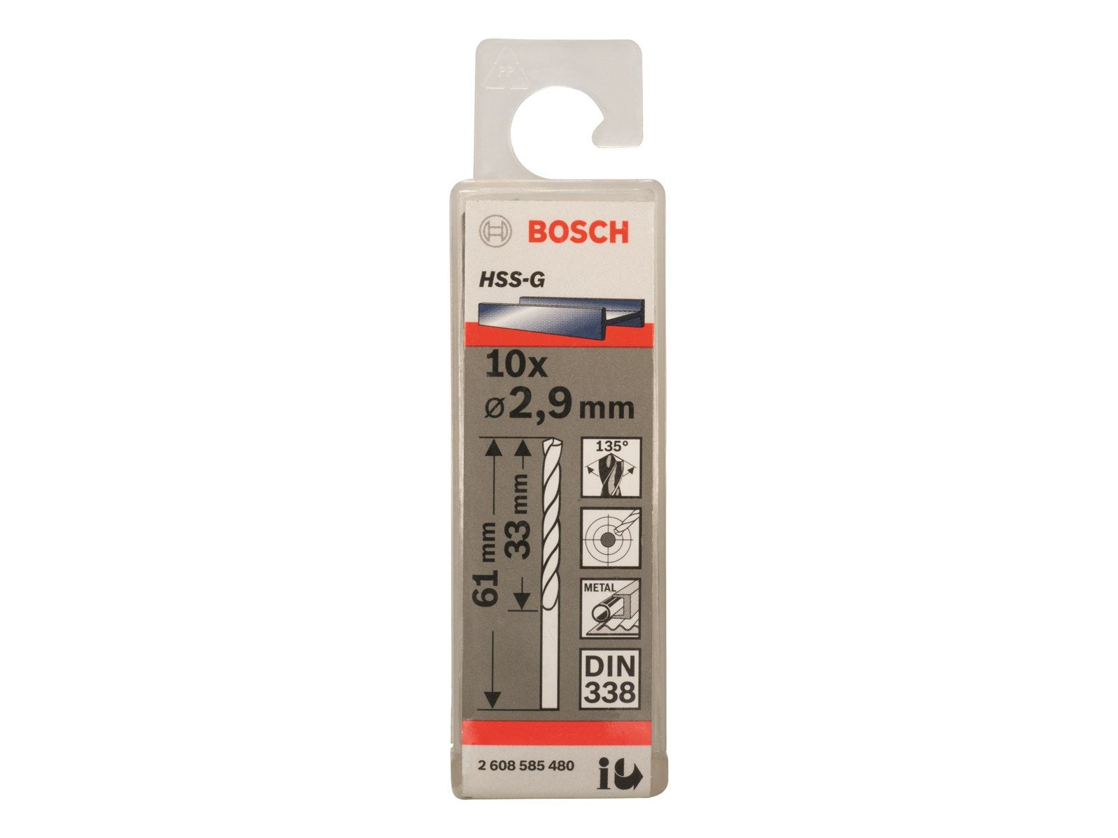 Bosch METALBOR HSS-G 2.9X61MM 10 STK