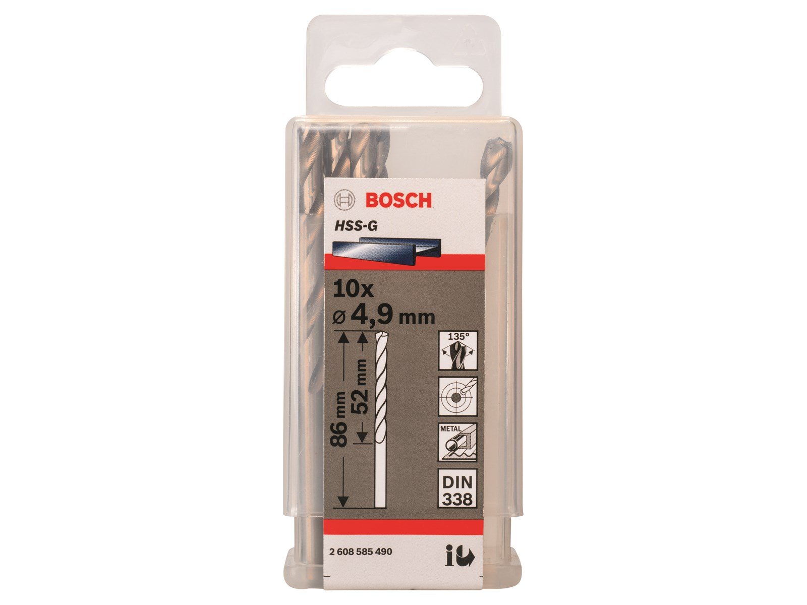 Bosch METALBOR HSS-G 4.9X86MM 10 STK