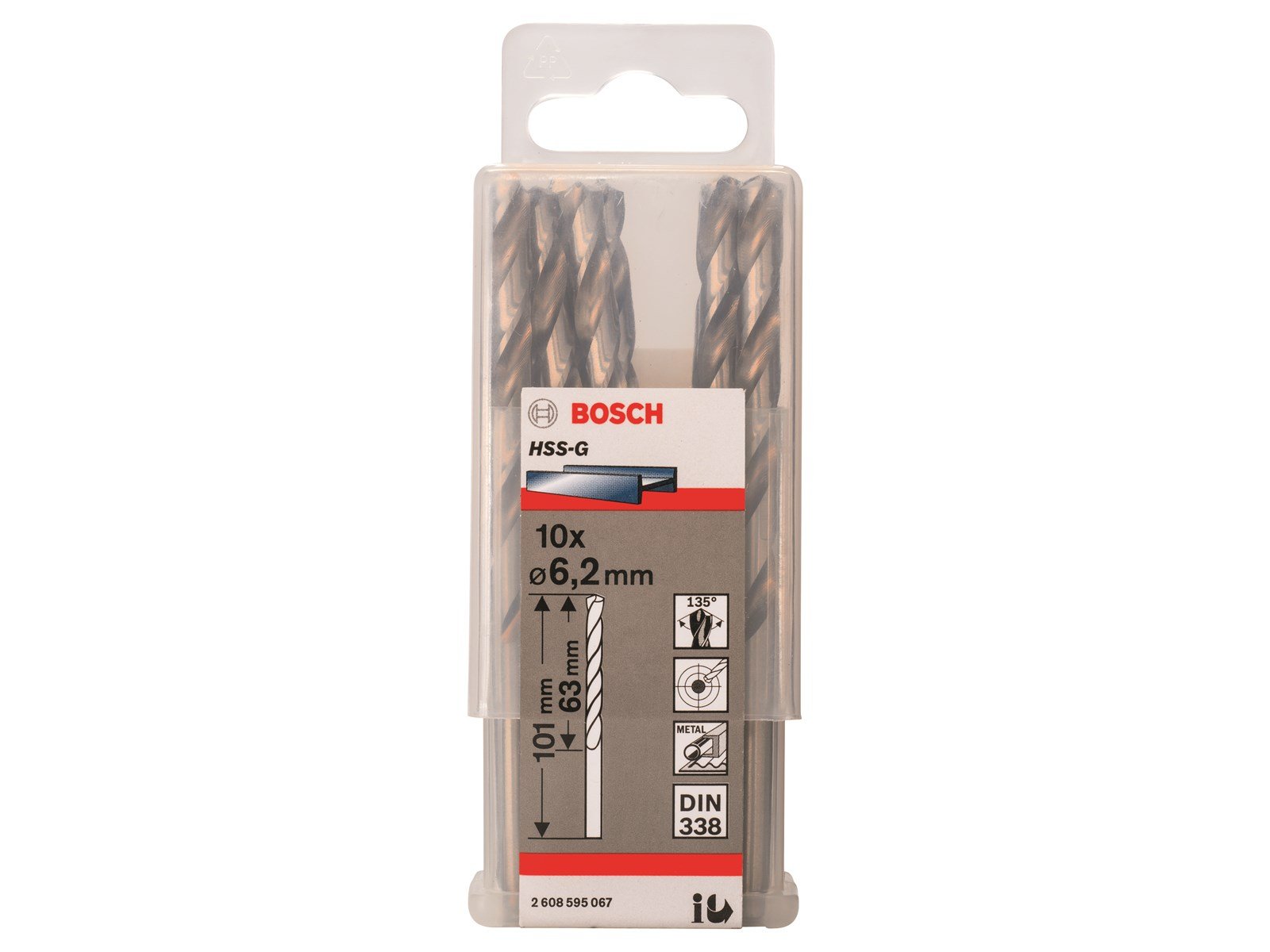 Bosch METALBOR HSS-G 6.2X101MM 10 STK