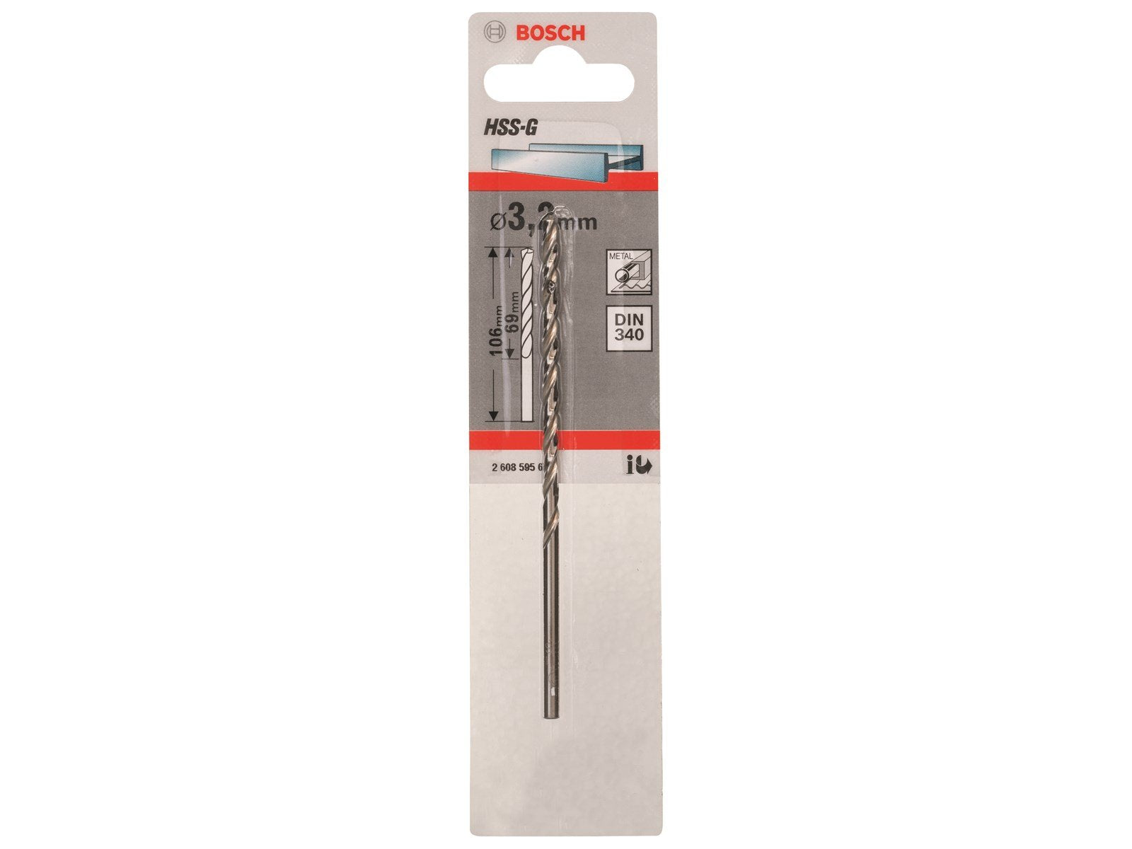 Bosch METALBOR HSS-G DIN 340 3.2X69/106MM