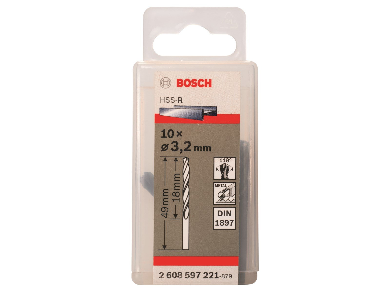 Bosch STUBBOR HSS-R 3.2X18X49MM 10 STK