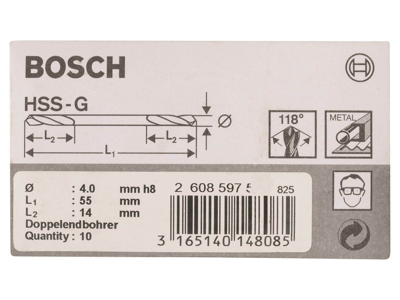 Bosch METALBOR DOBBELTBOR Ø4.0X55MM 10 STK