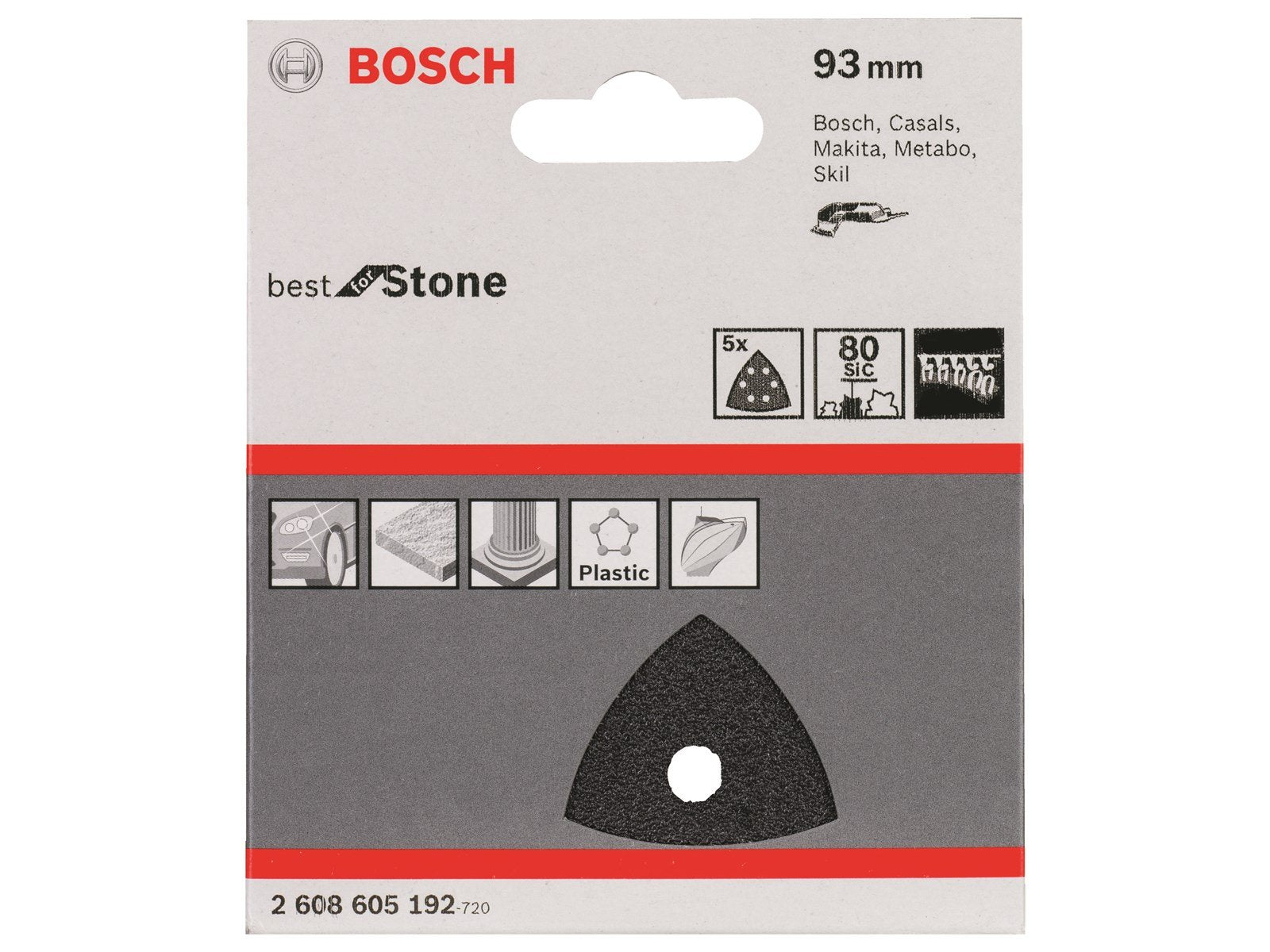 Bosch SLIBEBLAD DELTA BS 93MM K80 5STK
