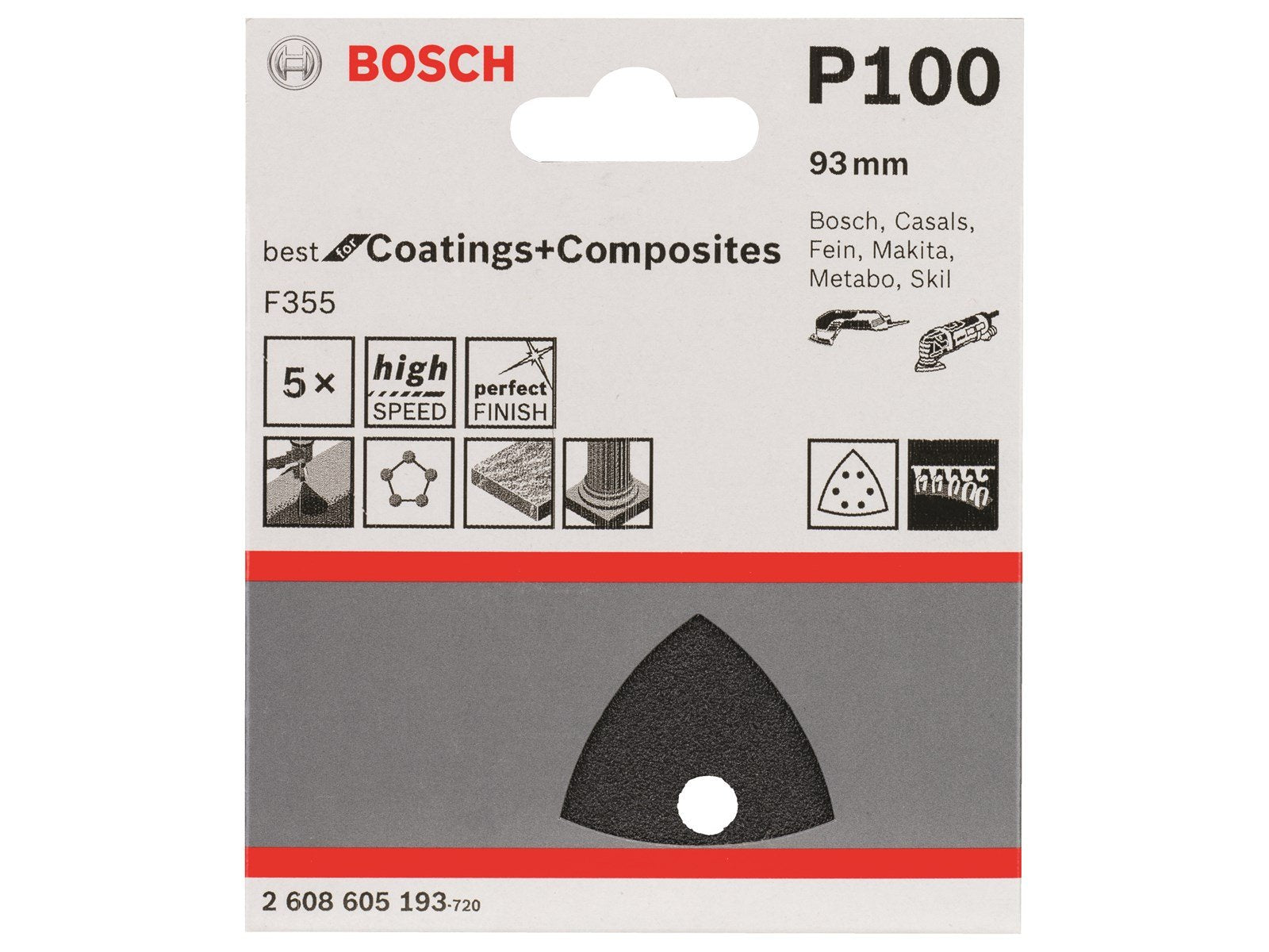 Bosch SLIBEBLAD DELTA BS 93MM K100 5STK