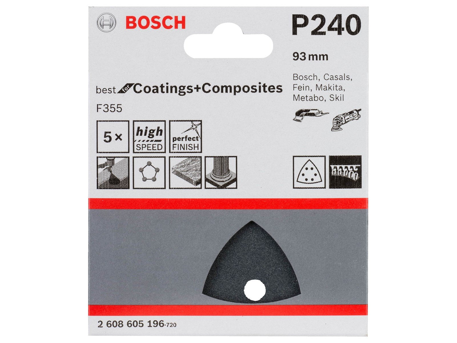 Bosch SLIBEBLAD DELTA BS 93MM K240 5STK
