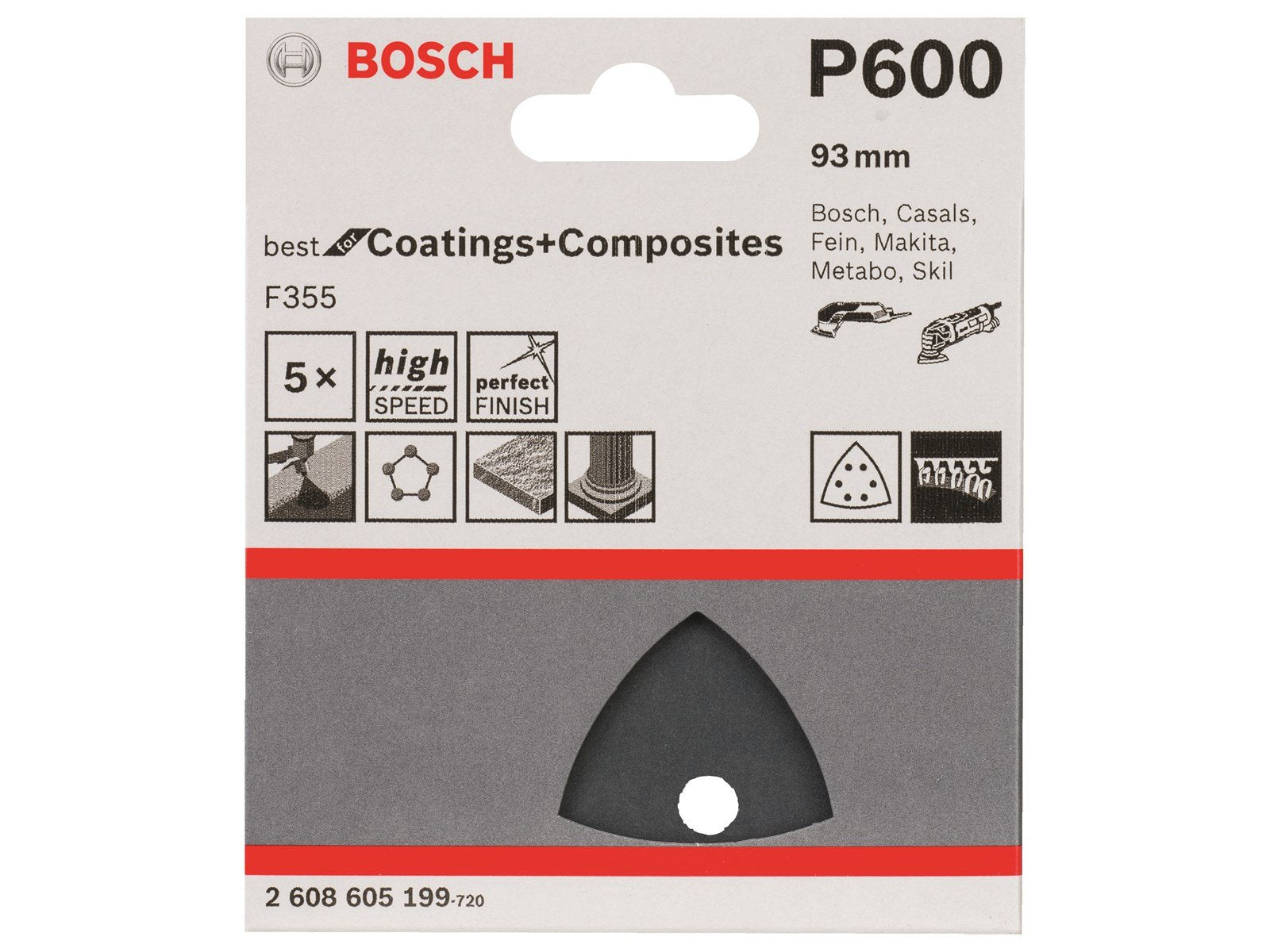 Bosch SLIBEBLAD DELTA BS 93MM K600 5STK