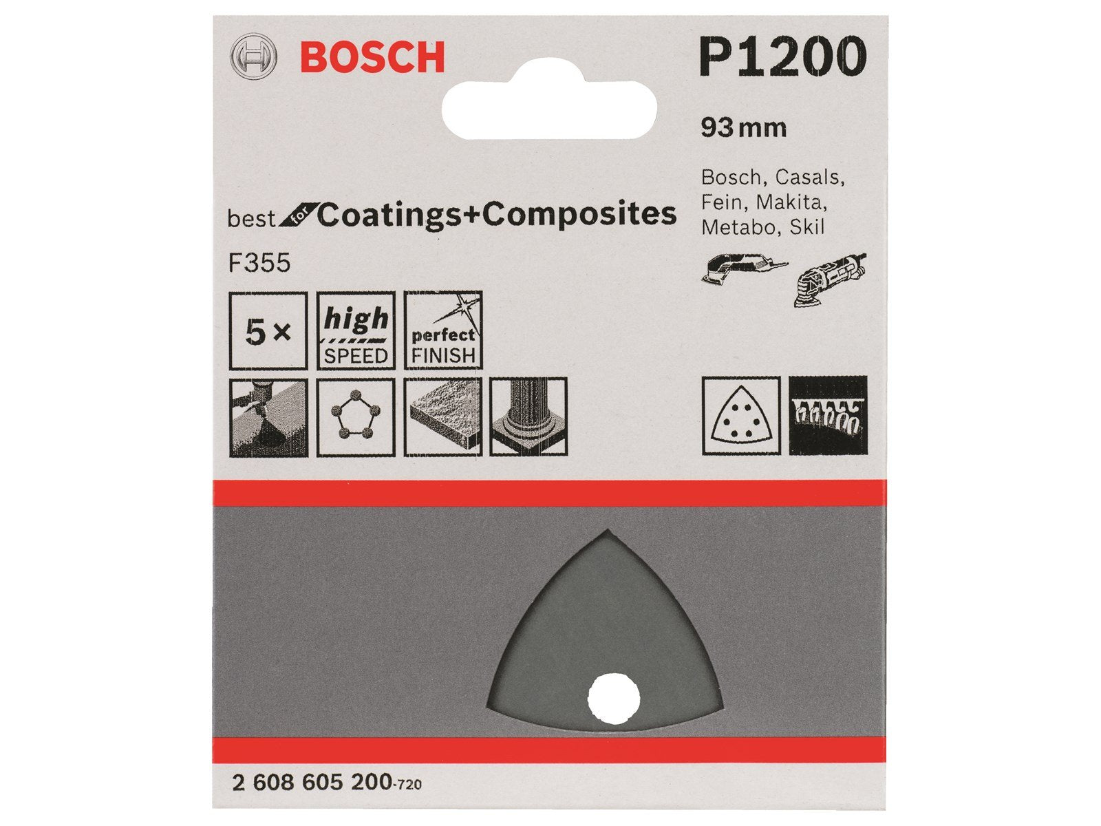 Bosch SLIBEBLAD DELTA BS 93MM K1200 5STK