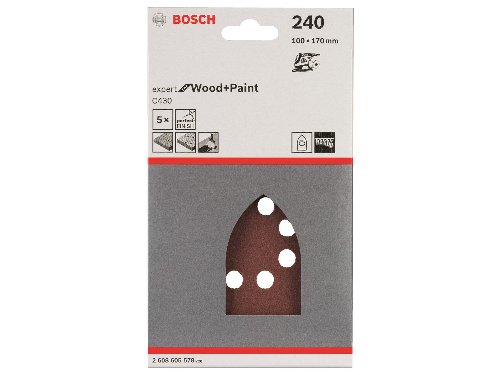 Bosch Schuurpapier MULTI EW 100X170MM K240 5STK