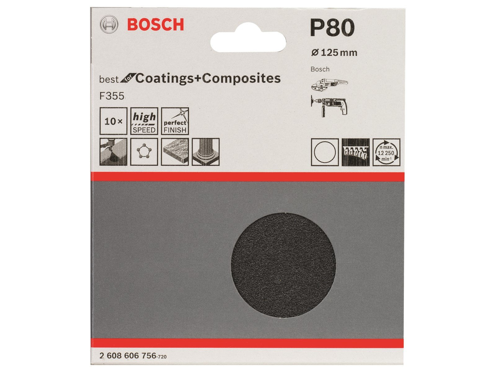 Bosch SLIBEBL FIBER VELCRO BS 125MM K80 10 STK