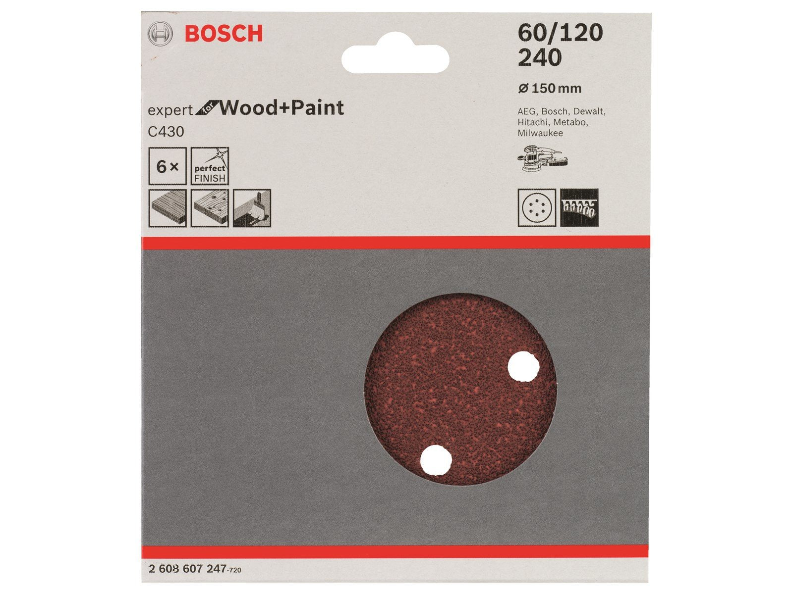 Bosch SLIBEARK EXC R:W 150MM K60/120/240 6 STK