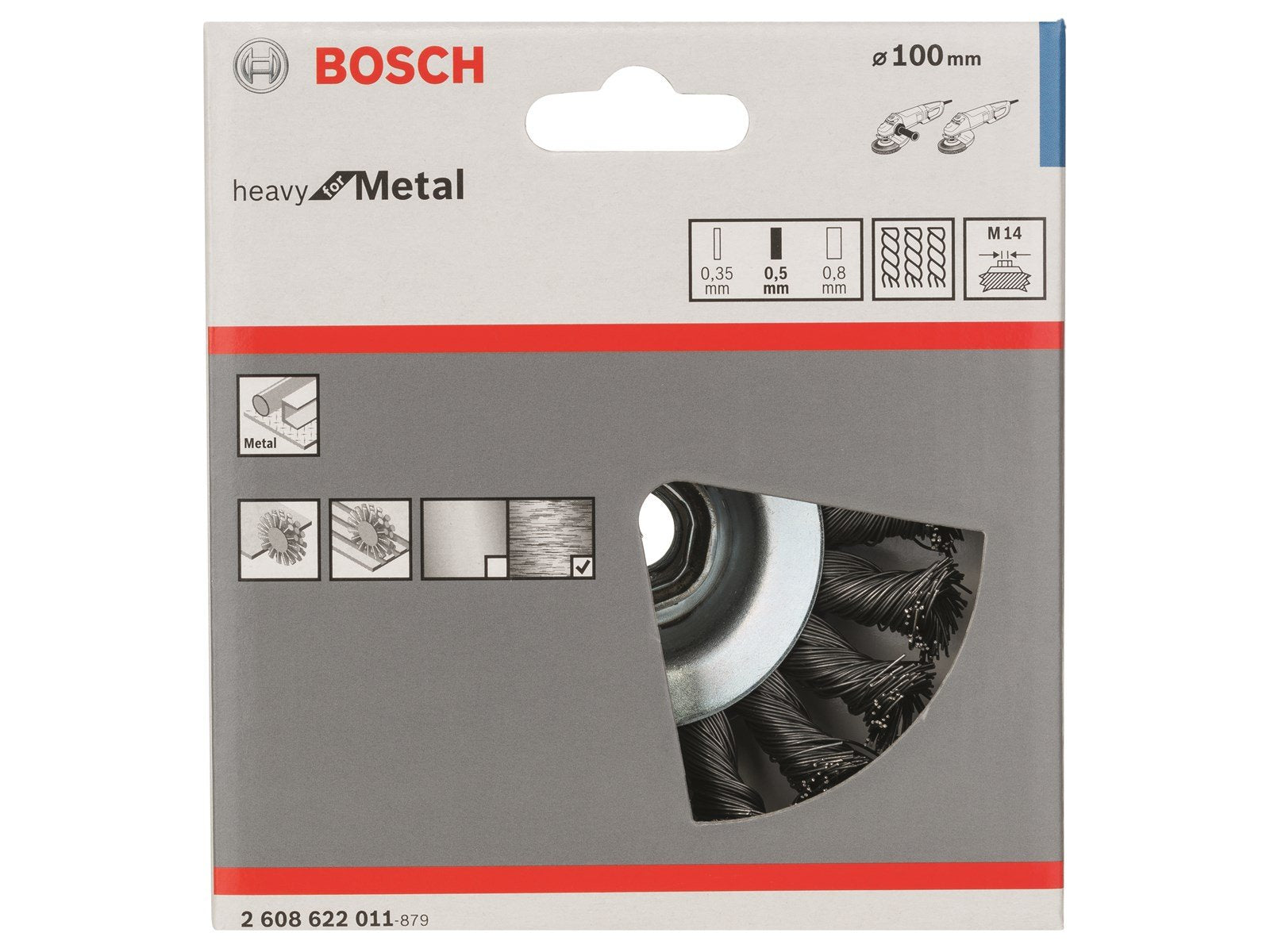 Bosch SKIVEBØRSTE 100X0.5MM M14 FLETTET