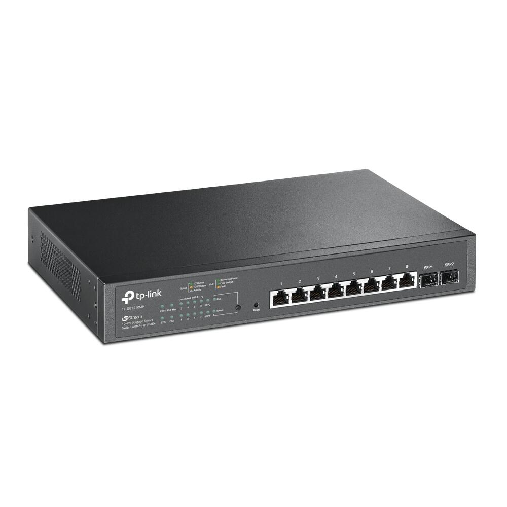 TP-Link JetStream TL-SG2210MP 8-Port-Gigabit-Smart-PoE-Switch mit 2 SFP-Slots