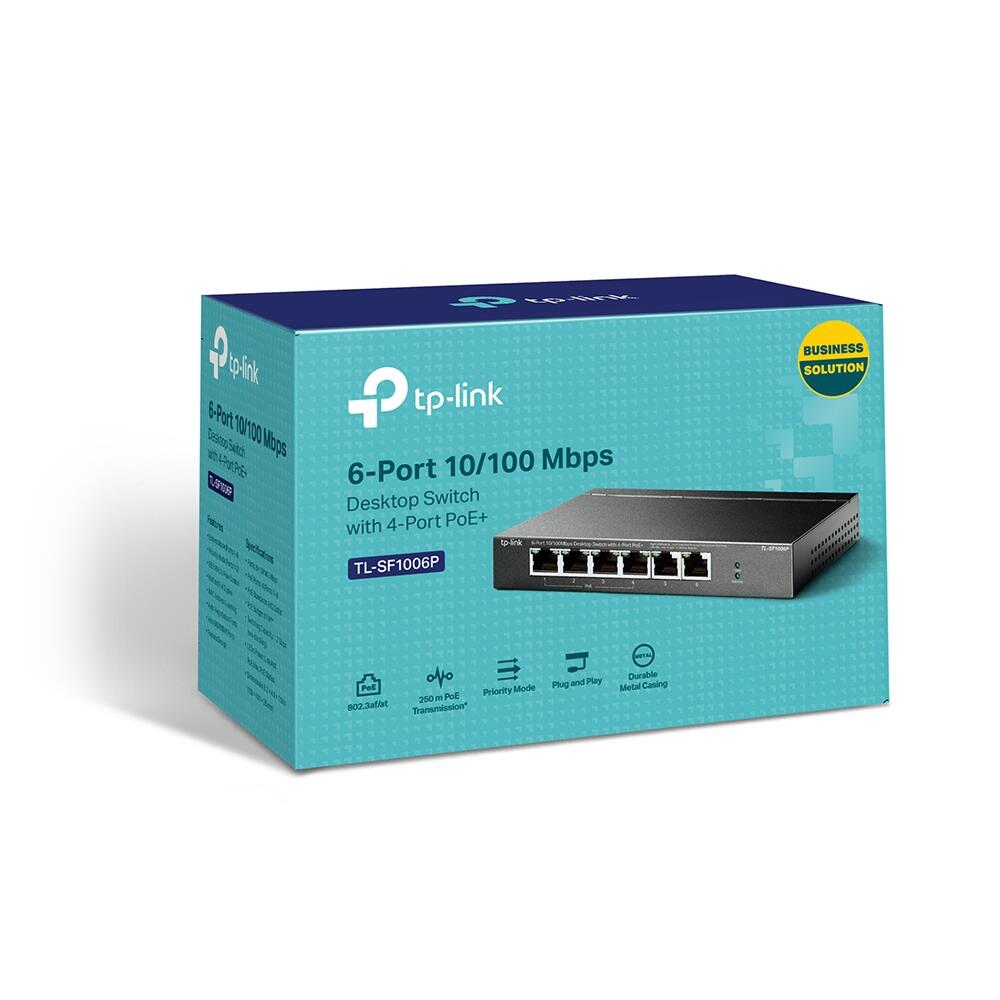 TP-Link TL-SF1006P V1 6-Port 10/100Mbit/s-Desktop-Switch mit 4-Port PoE+