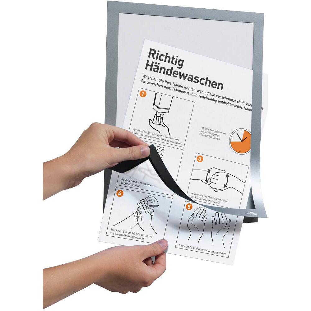 DURABLE Magnetrahmen DIN A3 selbstklebend DURAFRAME silber - 2 Stück