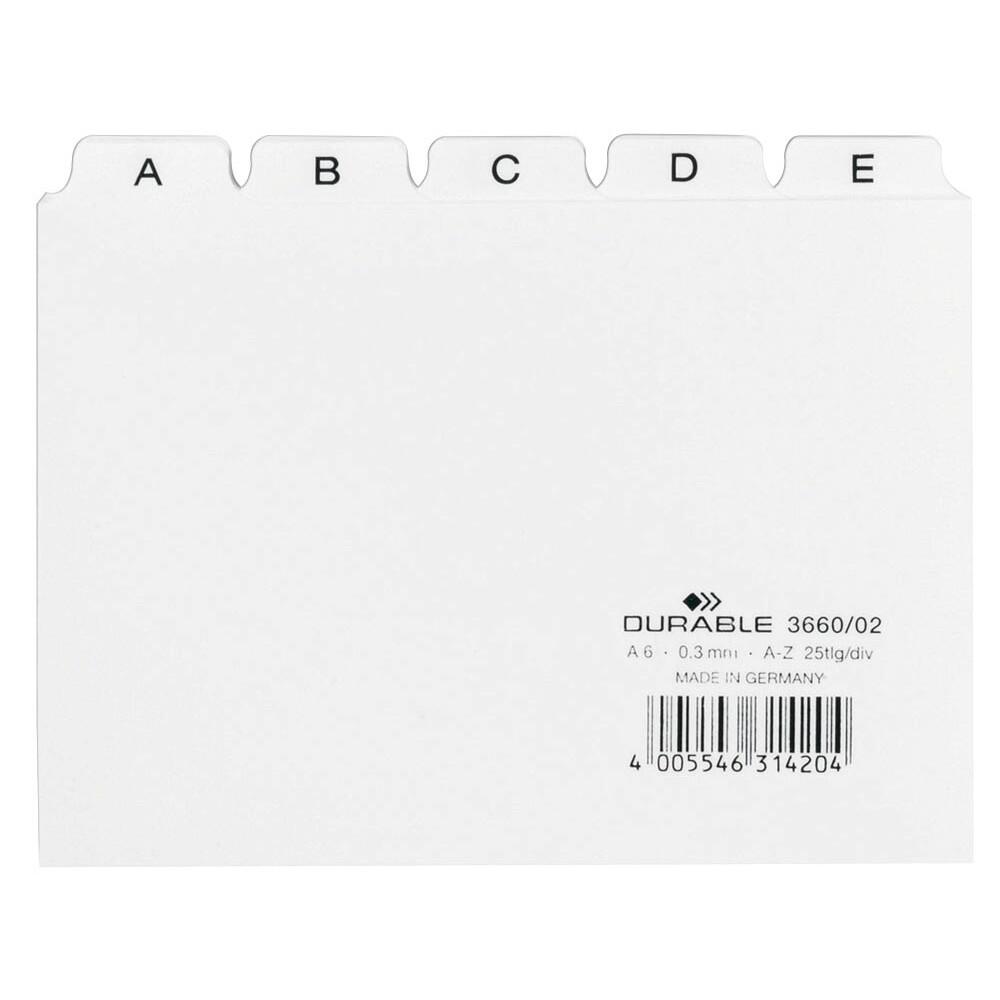 DURABLE Karteikartenregister DIN A6 quer A-Z - weiß