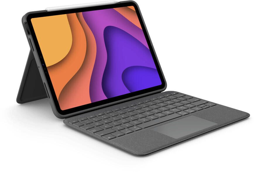 B-WARE Logitech Folio Touch Tastatur und Foliohülle mit Trackpad oxford grey