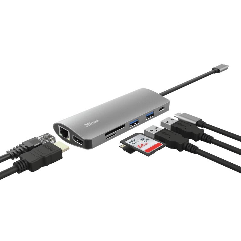 Trust Dalyx 7-in-1 USB-C Multi-PortAdapter - Silber