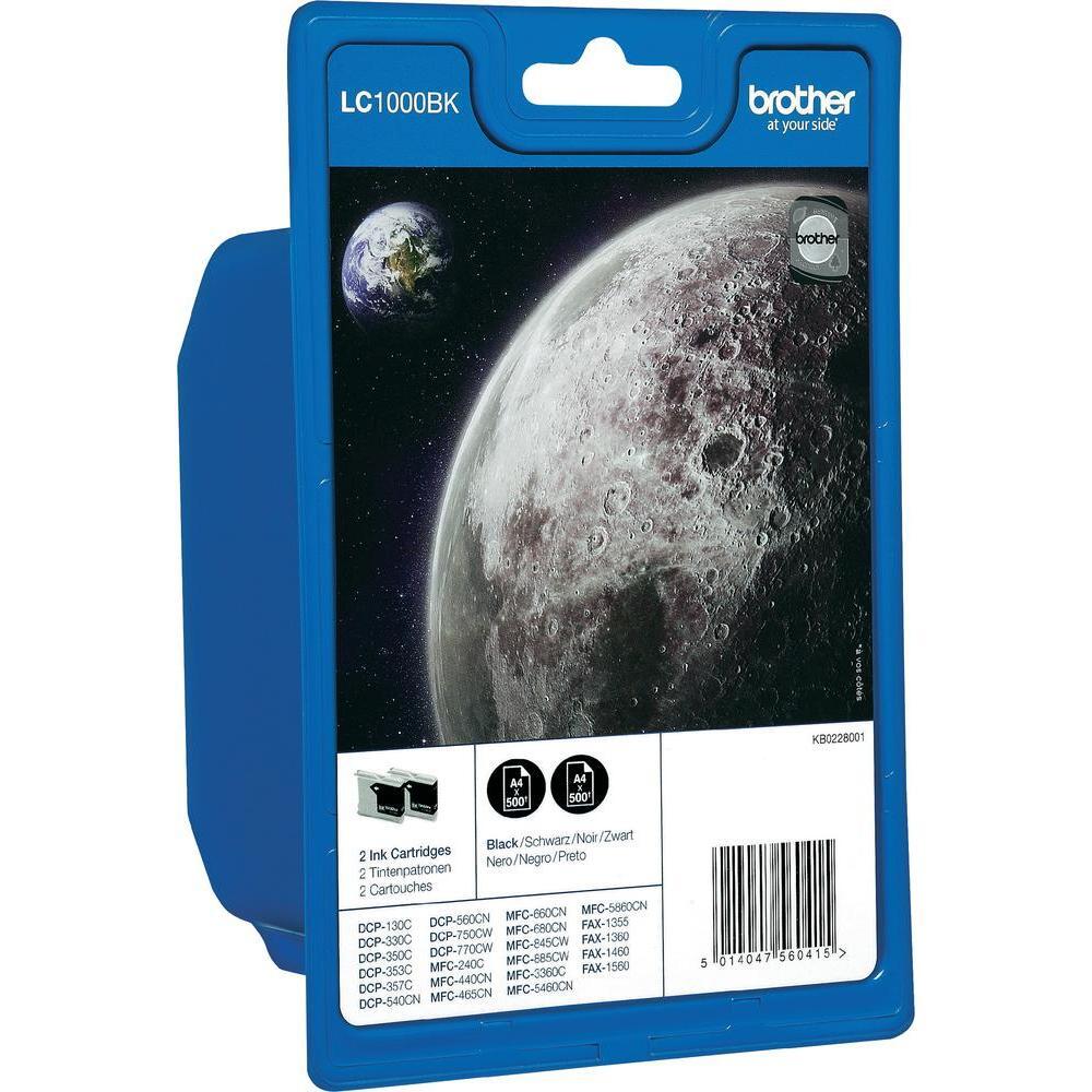 Brother Original LC-1000BK Druckerpatronen Doppelpack schwarz 500 Seiten (LC1000BKBP2DR)